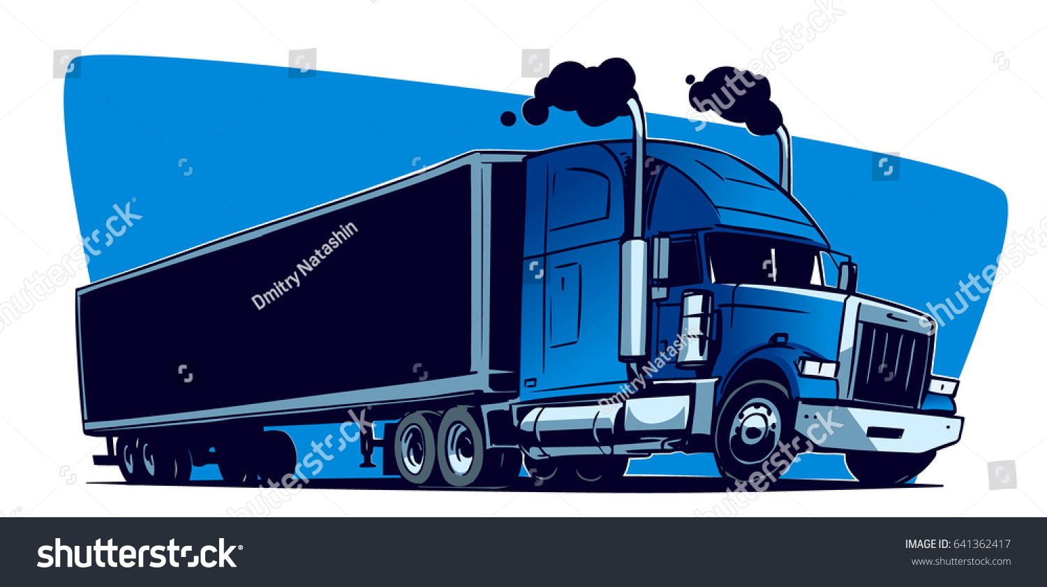 Schnell Bewegender Amerikanischer Lastwagen Cartoon Illustration Stock Vektorgrafik Lizenzfrei