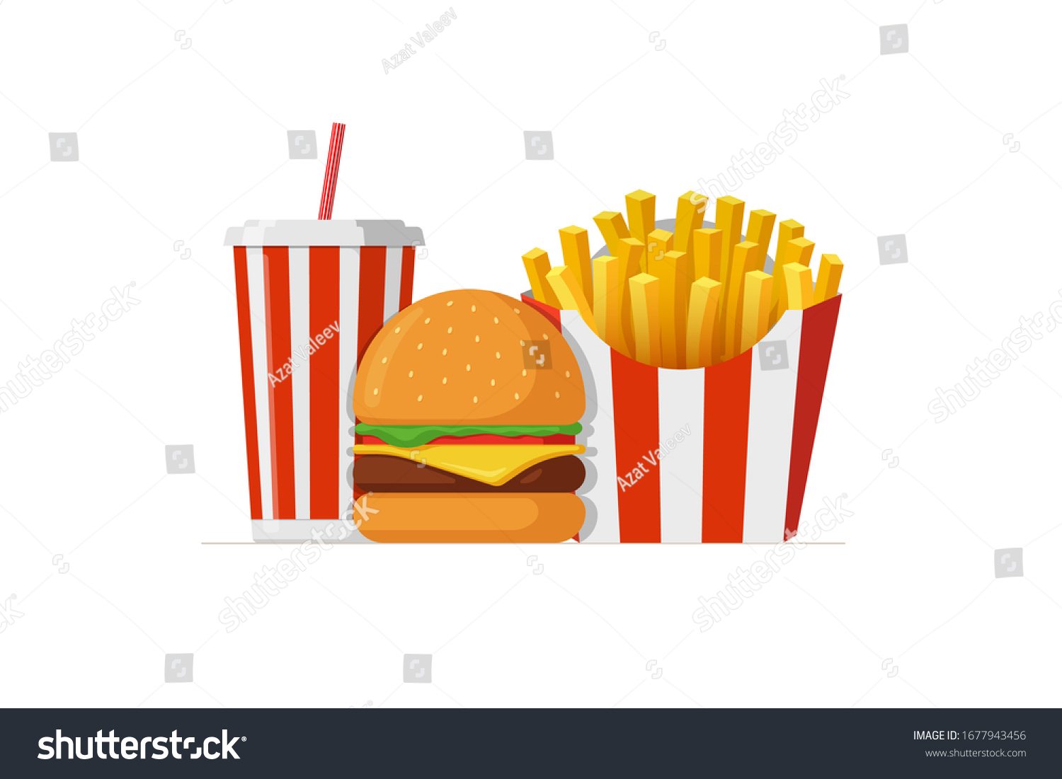 Fast Sreet Food Takeaway Lunch Meal Stock Vector (Royalty Free) 1677943456