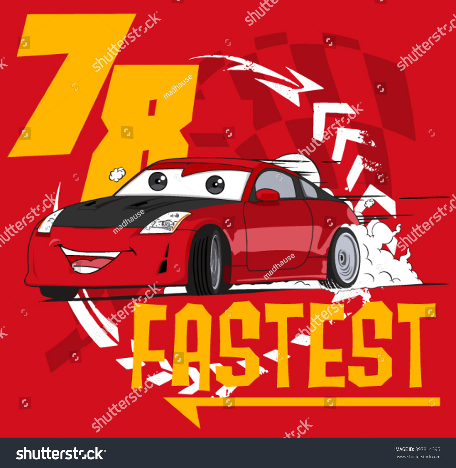Fastest. Cartoon Car. Illustration Car. Vector Car - 397814395