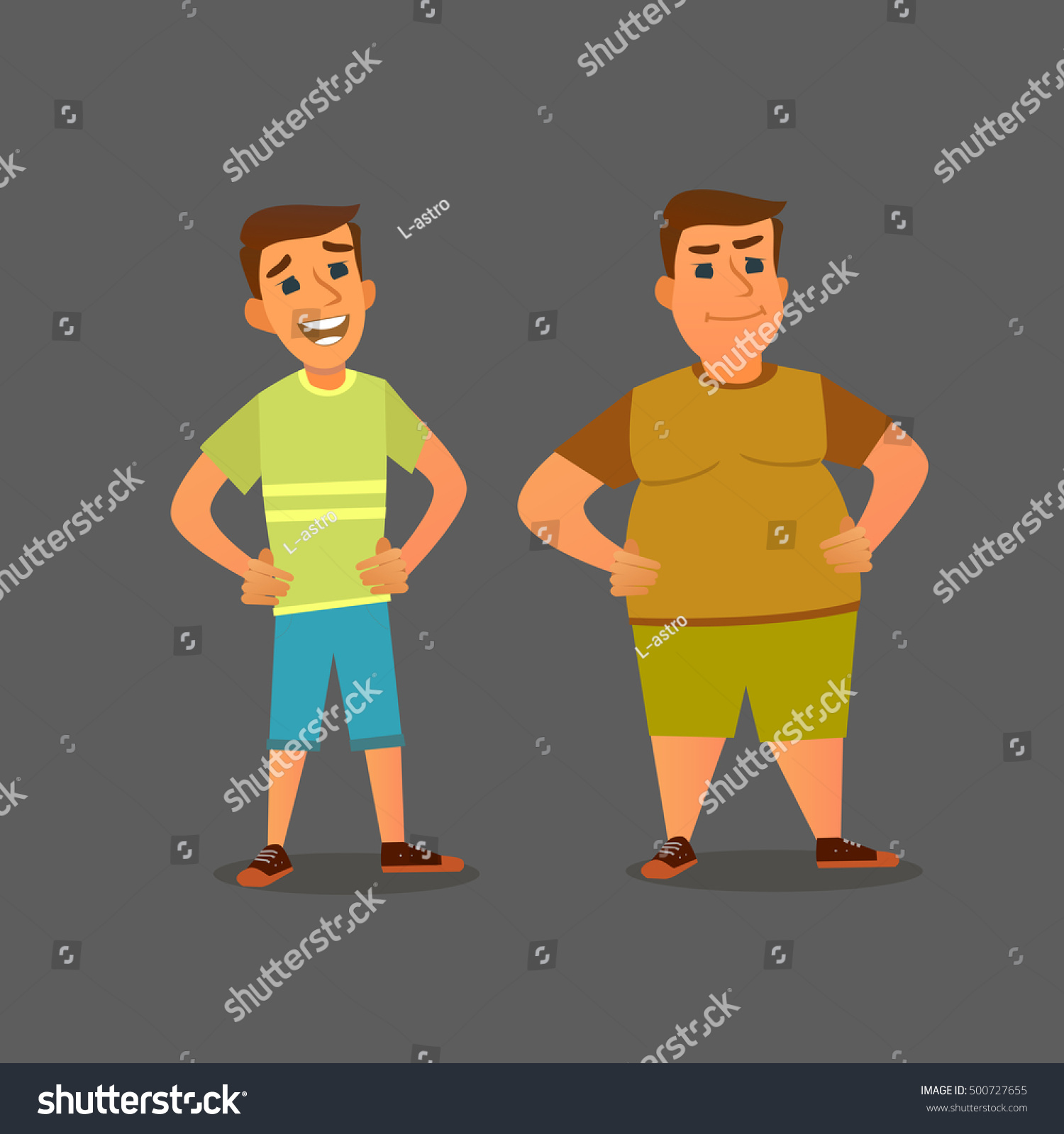 Fat Skinny Boy Vector Illustration Flat Stock Vector (Royalty Free ...