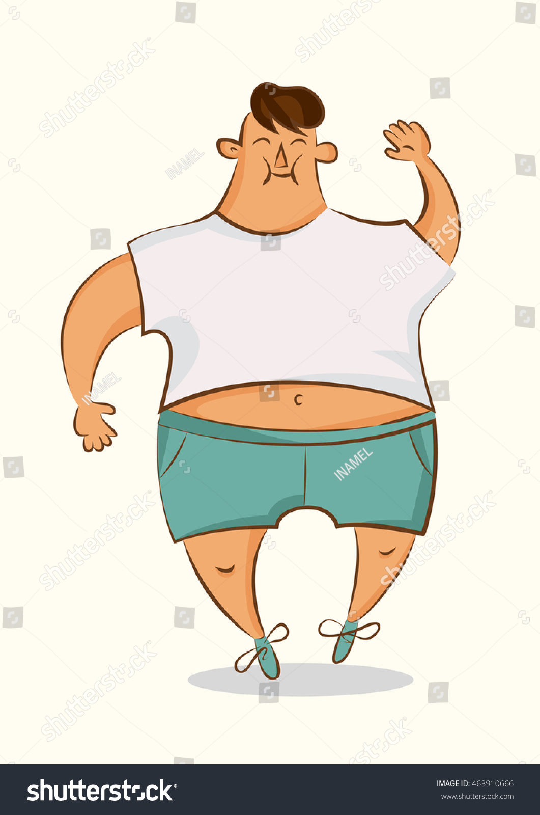Fat Cartoon Character Boy Overweight Isolated Stock Vector 463910666