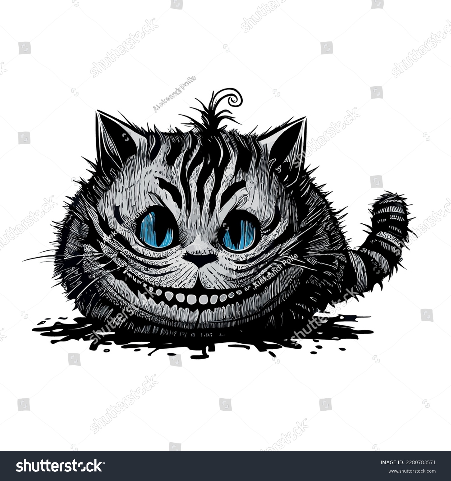 SVG of Fat Cheshire cat with a grinning svg