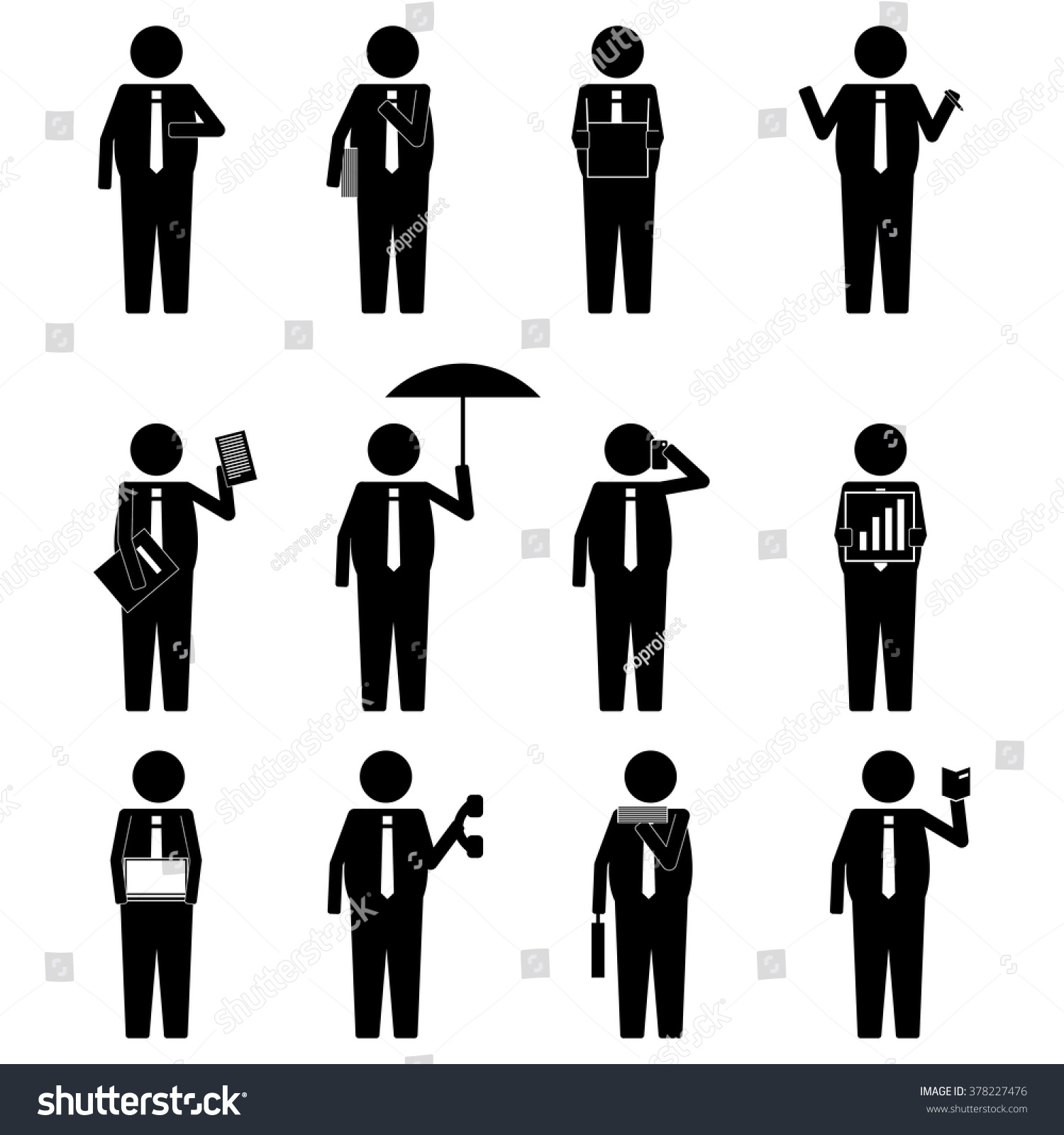 Fat Man Business Man Holding Various Stock Vector 378227476 - Shutterstock