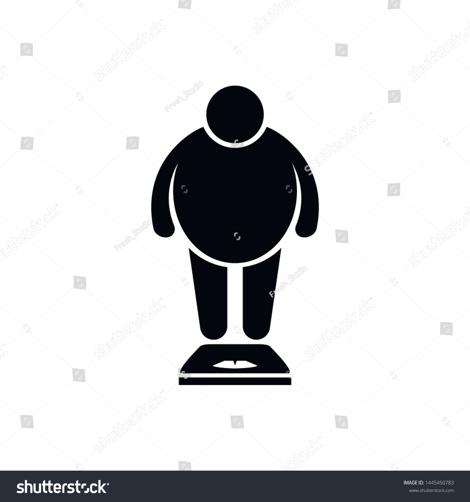 Fat Man On Scales Overweight Icon Stock Vector Royalty Free