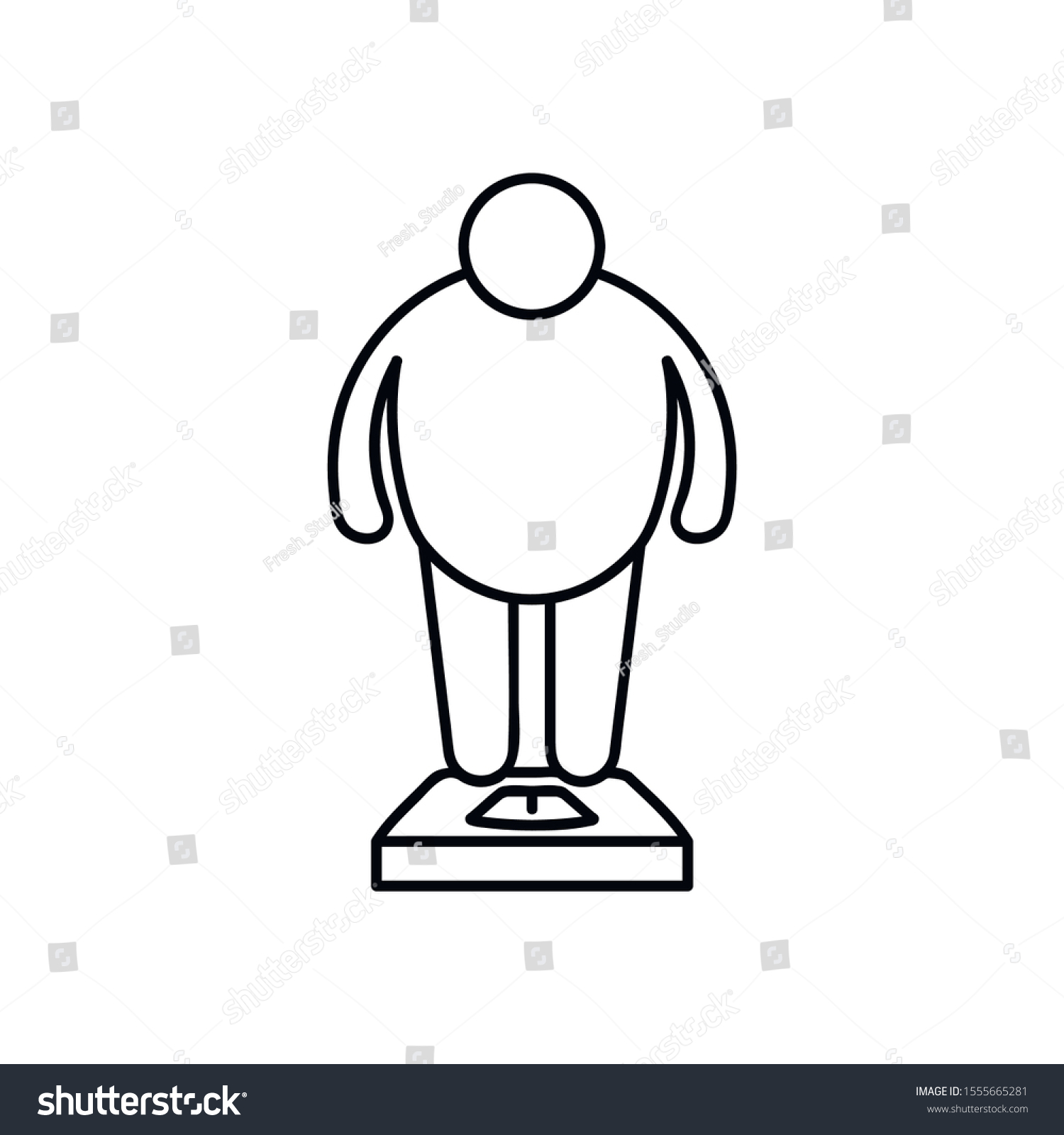 Fat Man On Scales Overweight Icon Stock Vector Royalty Free 1555665281