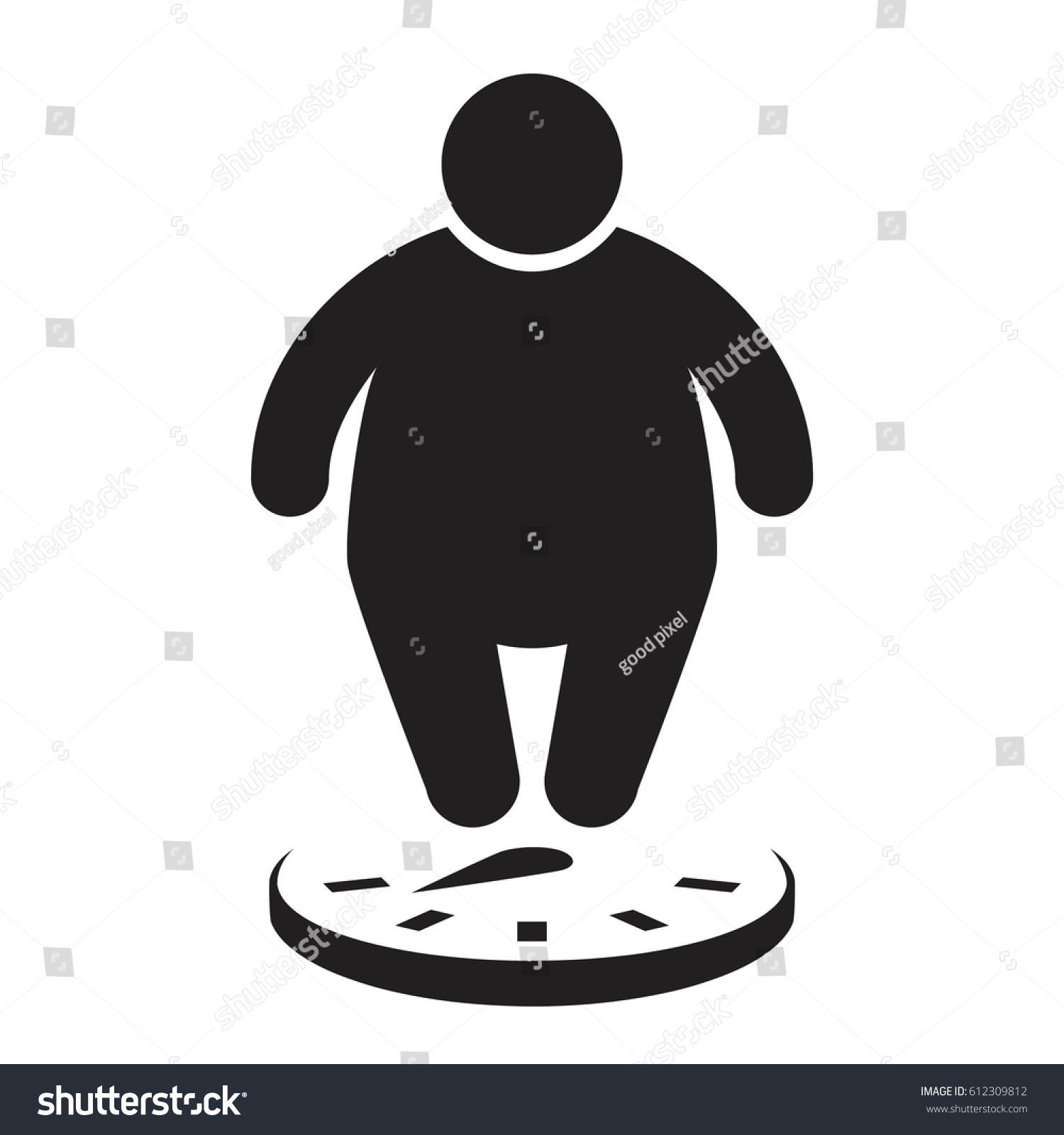 SVG of Fat man on the scales. Overweight icon. Vector illustration. svg