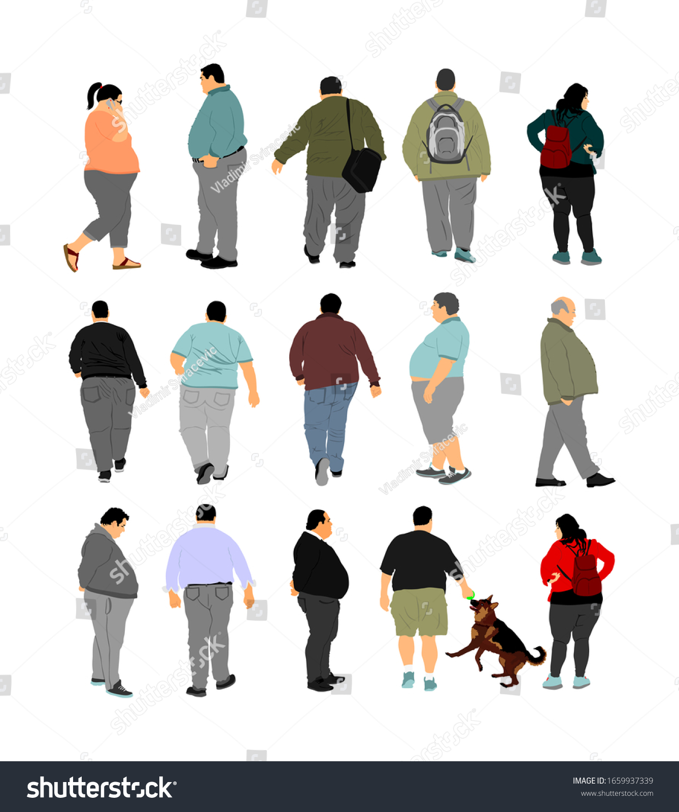 1,459 A fat man walking Stock Illustrations, Images & Vectors ...