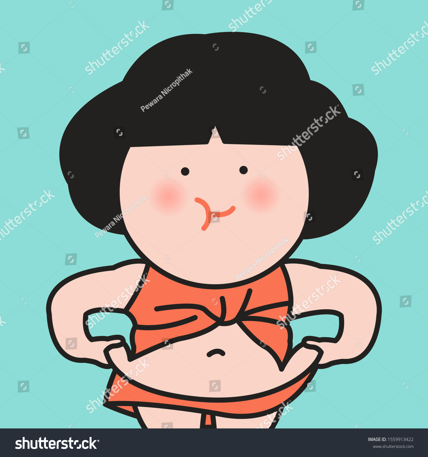 Fat Overweight Woman Crop Tank Top Stock Vector Royalty Free 1559913422