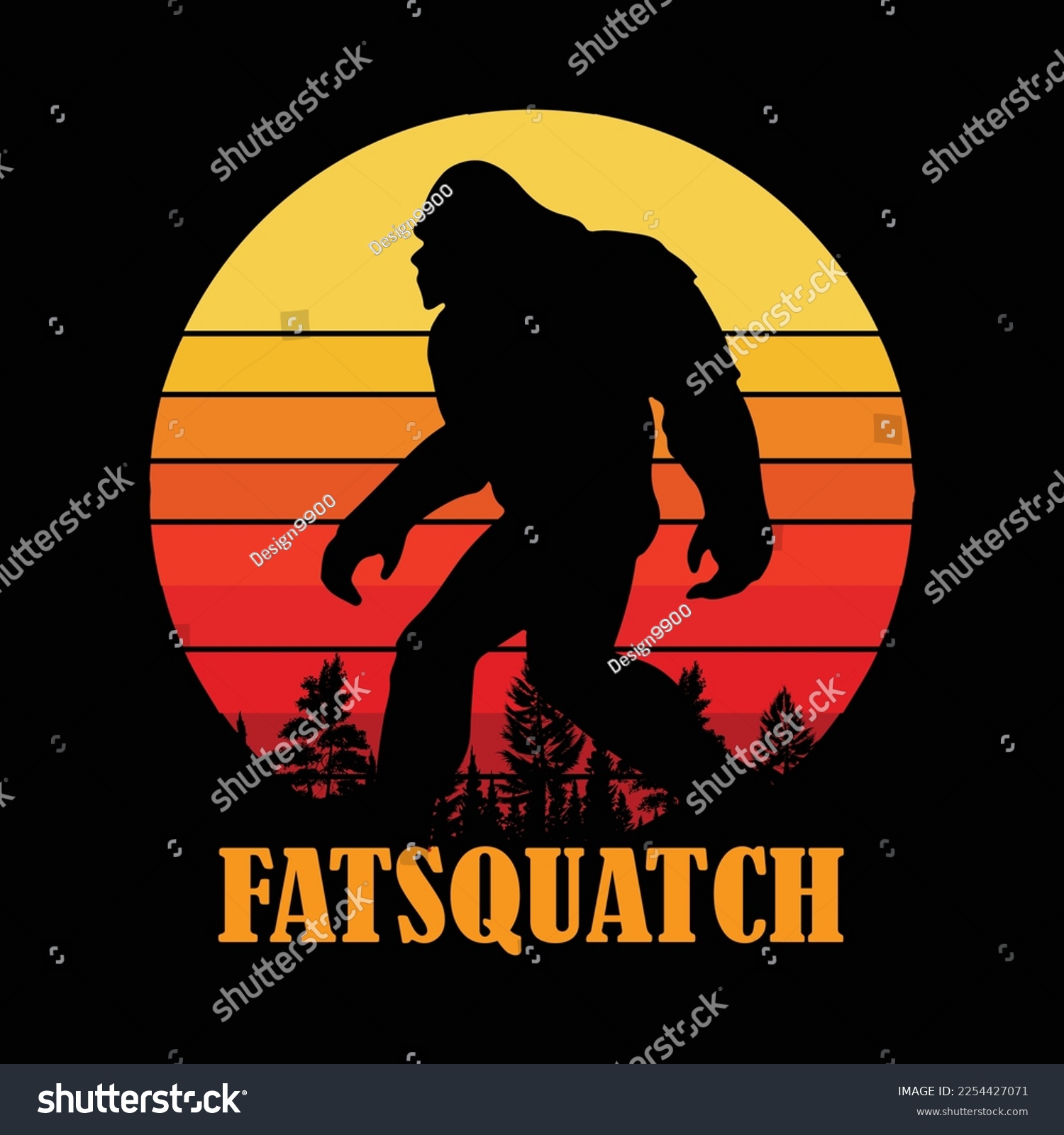 SVG of Fat Sasquatch Fatsquatch for Bigfoot Retro Vintage Sunset svg