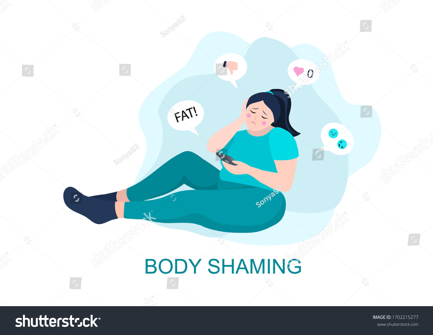Stock Vektor „fat Shaming Body Shaming Situation Overweight“ Bez Autorských Poplatků 1702215277