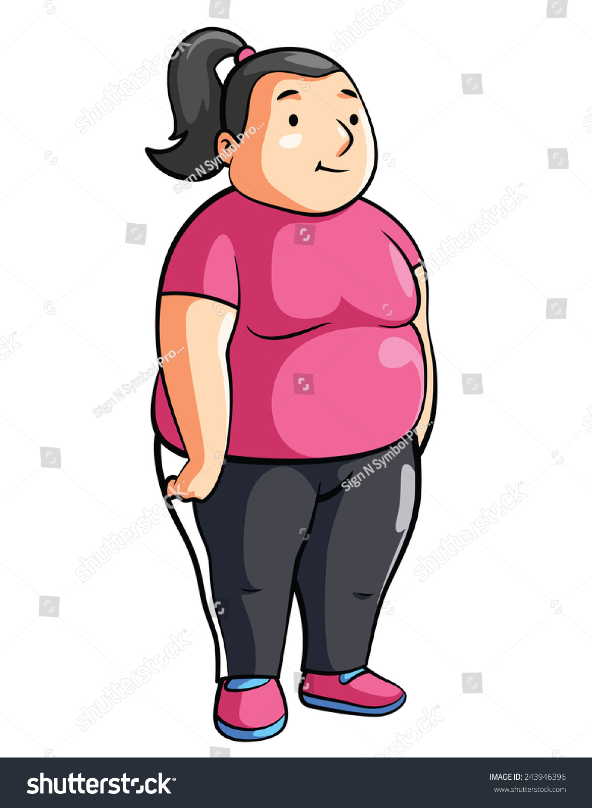 Fat Woman Gym Cartoon Illustration - 243946396 : Shutterstock