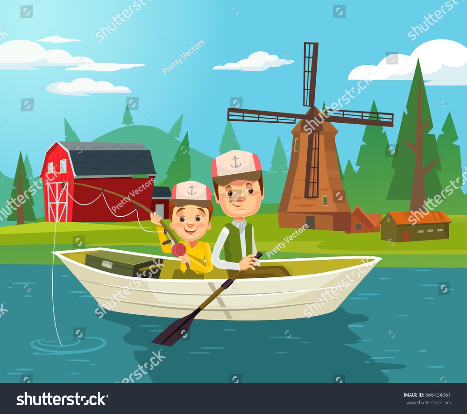 Download Father Son Characters Fishing Vector Flat Stock Vector ...