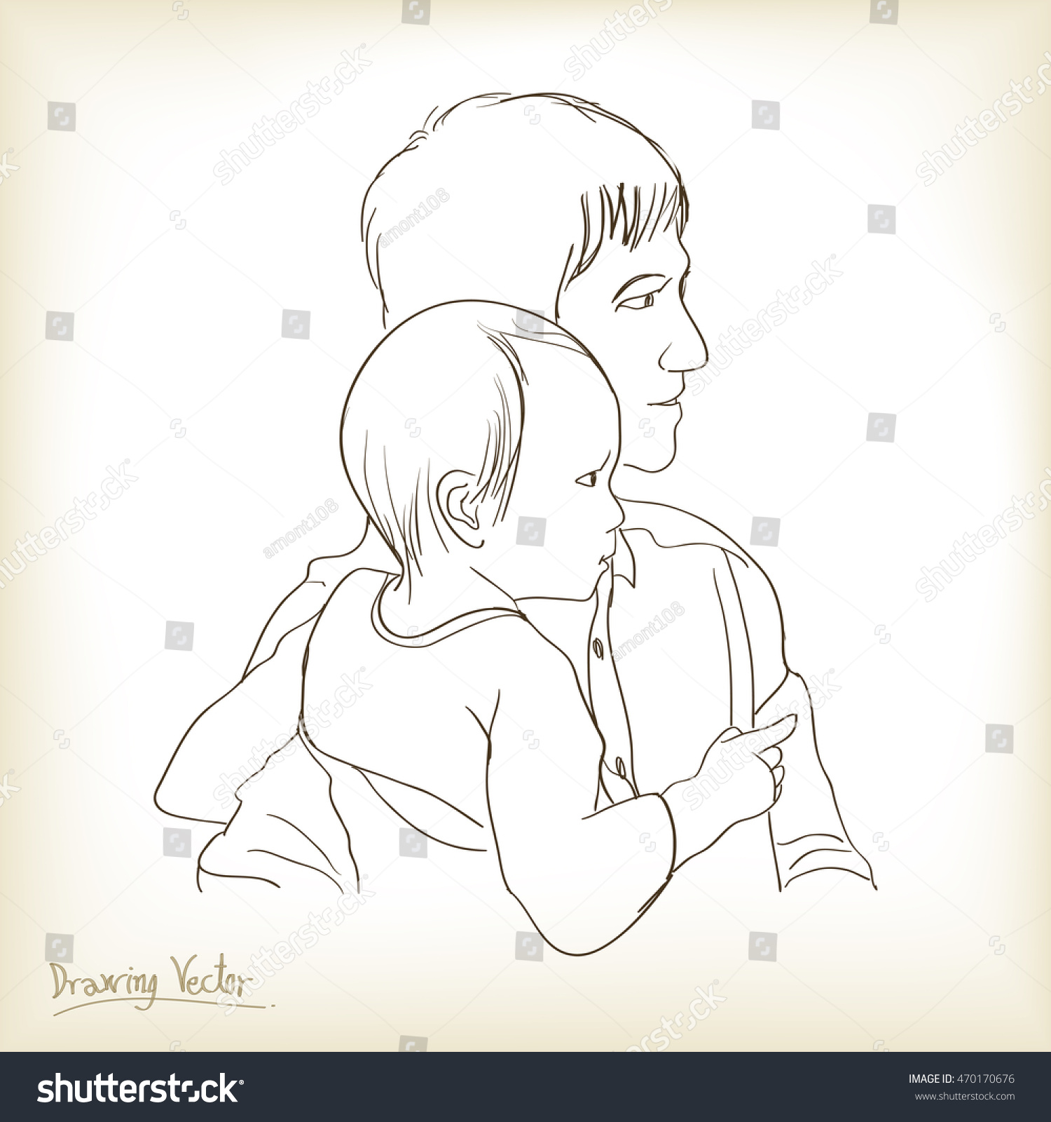 Father Son Free Hand Drawing Vector Stock Vector 470170676 - Shutterstock