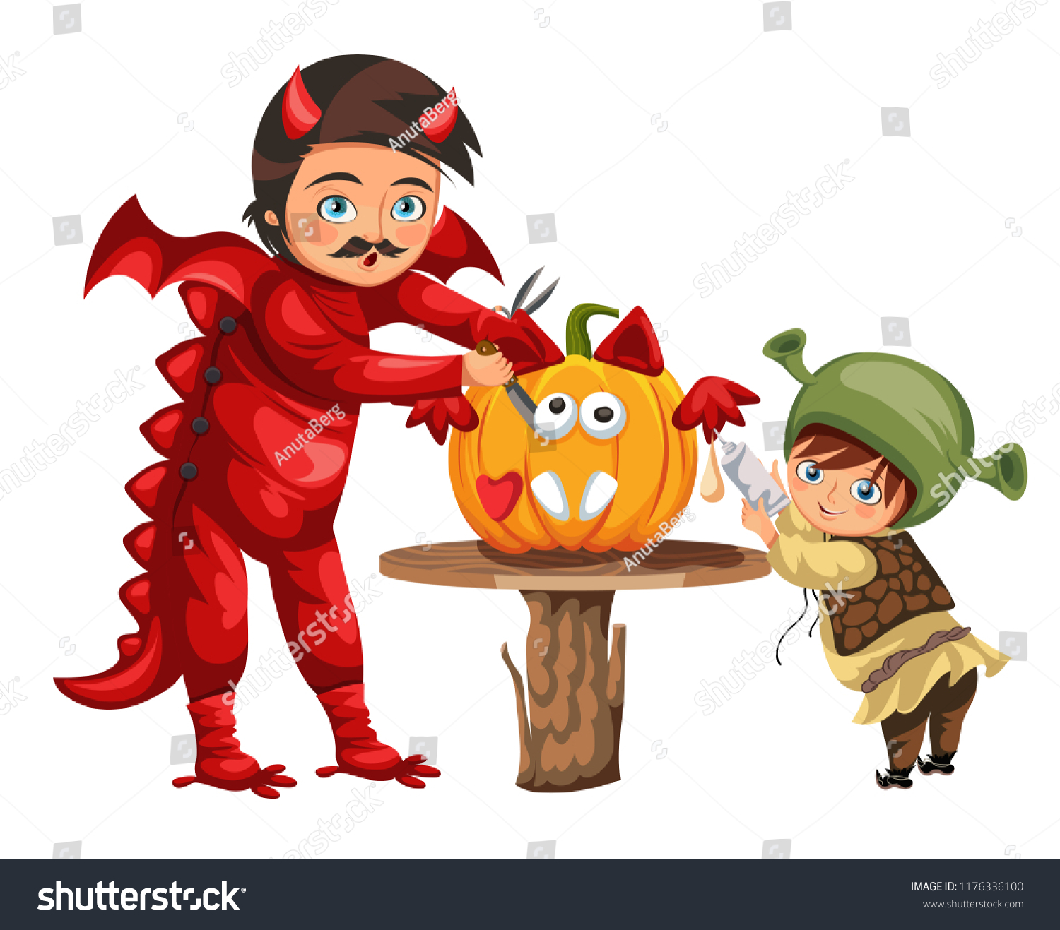 SVG of Father and son making Hallows pumpkin poster svg