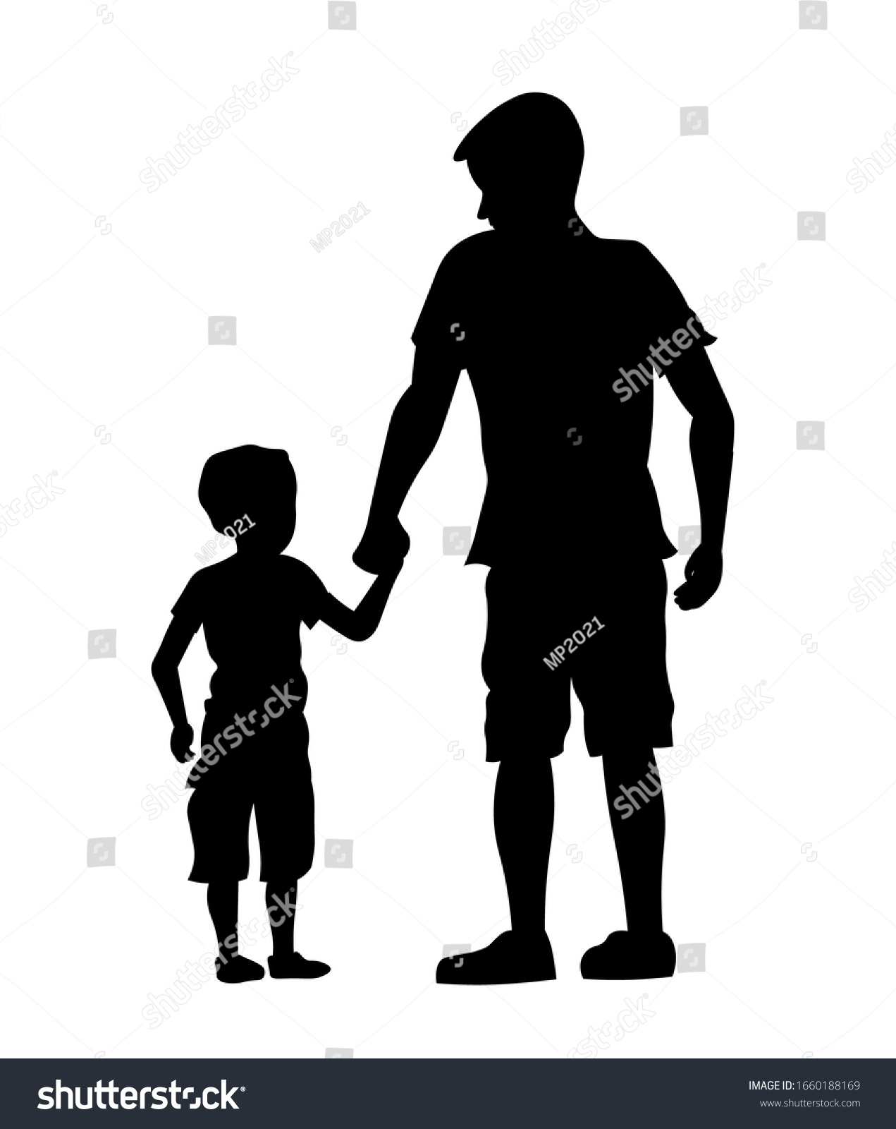 Download Father Son Silhouette Vector Illustration Fathers Stock Vector Royalty Free 1660188169