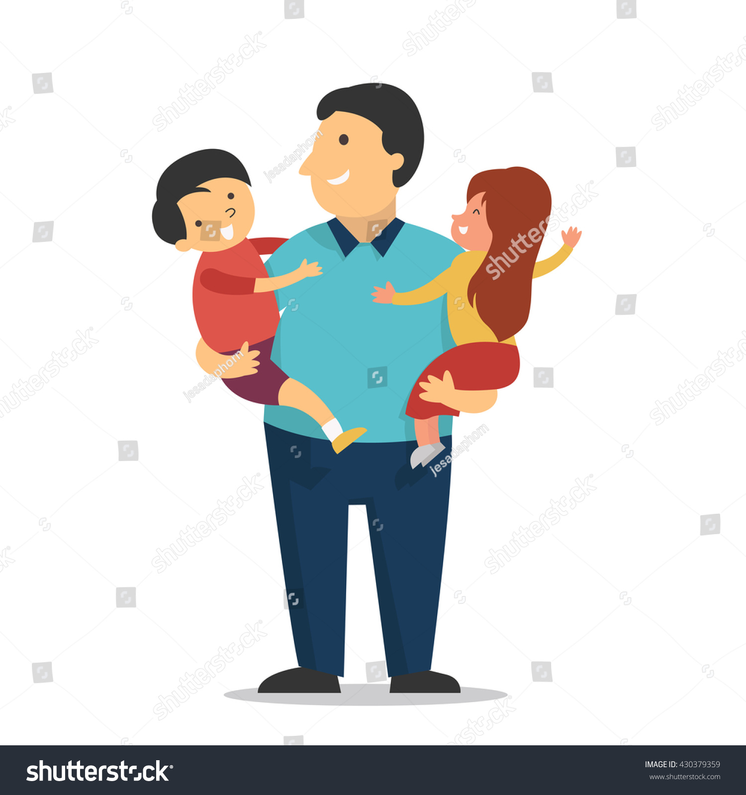 Download Father Holding His Kids Daughter Son Stock Vector ...