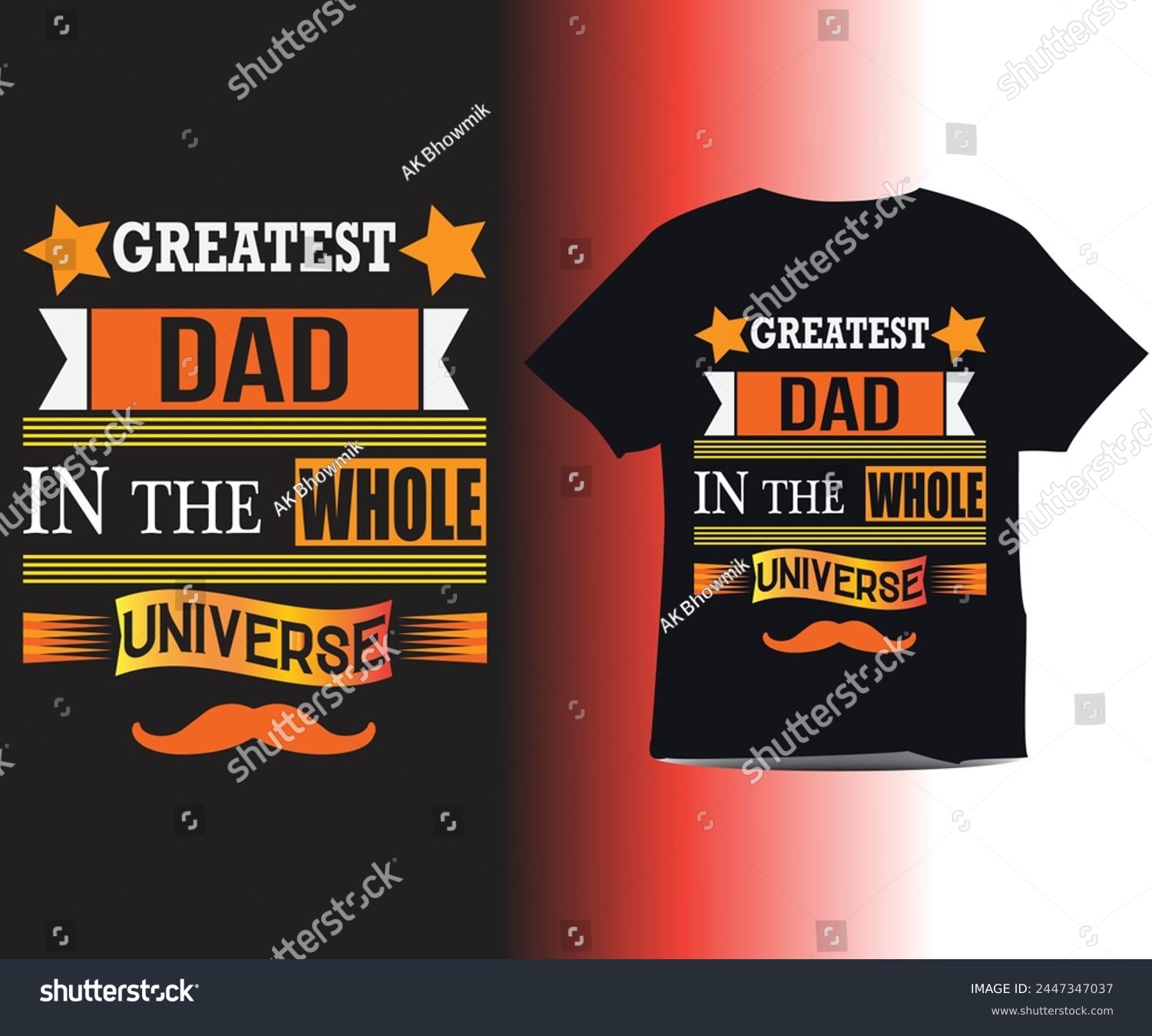 SVG of Father's Day special trendy typography black short sleeve t-shirt for son's and daughter's. Vector graphic dad t-shirt design on black, red and white gradient background. svg