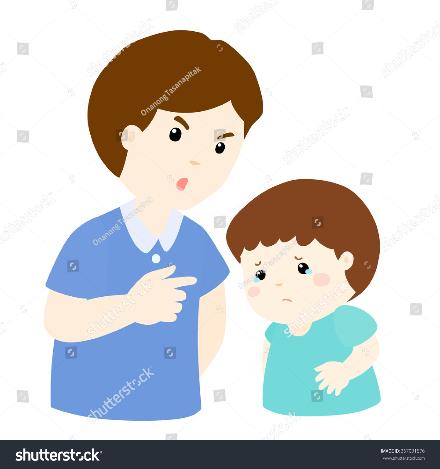 Father Scolds His Son On White Stock Vector Royalty Free 367031576 