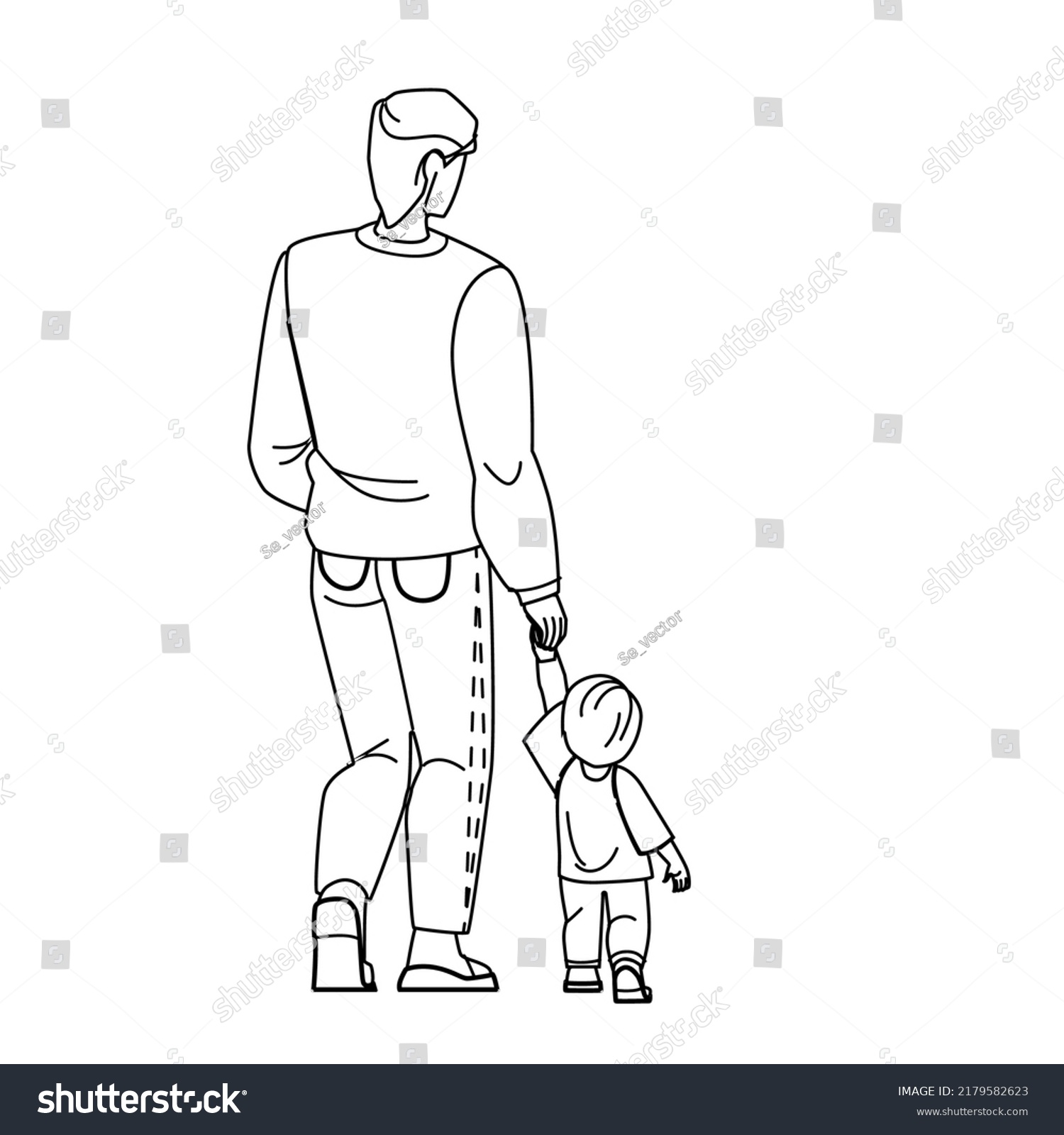 Father Son Walking Vector Family Child Stock Vector (Royalty Free ...