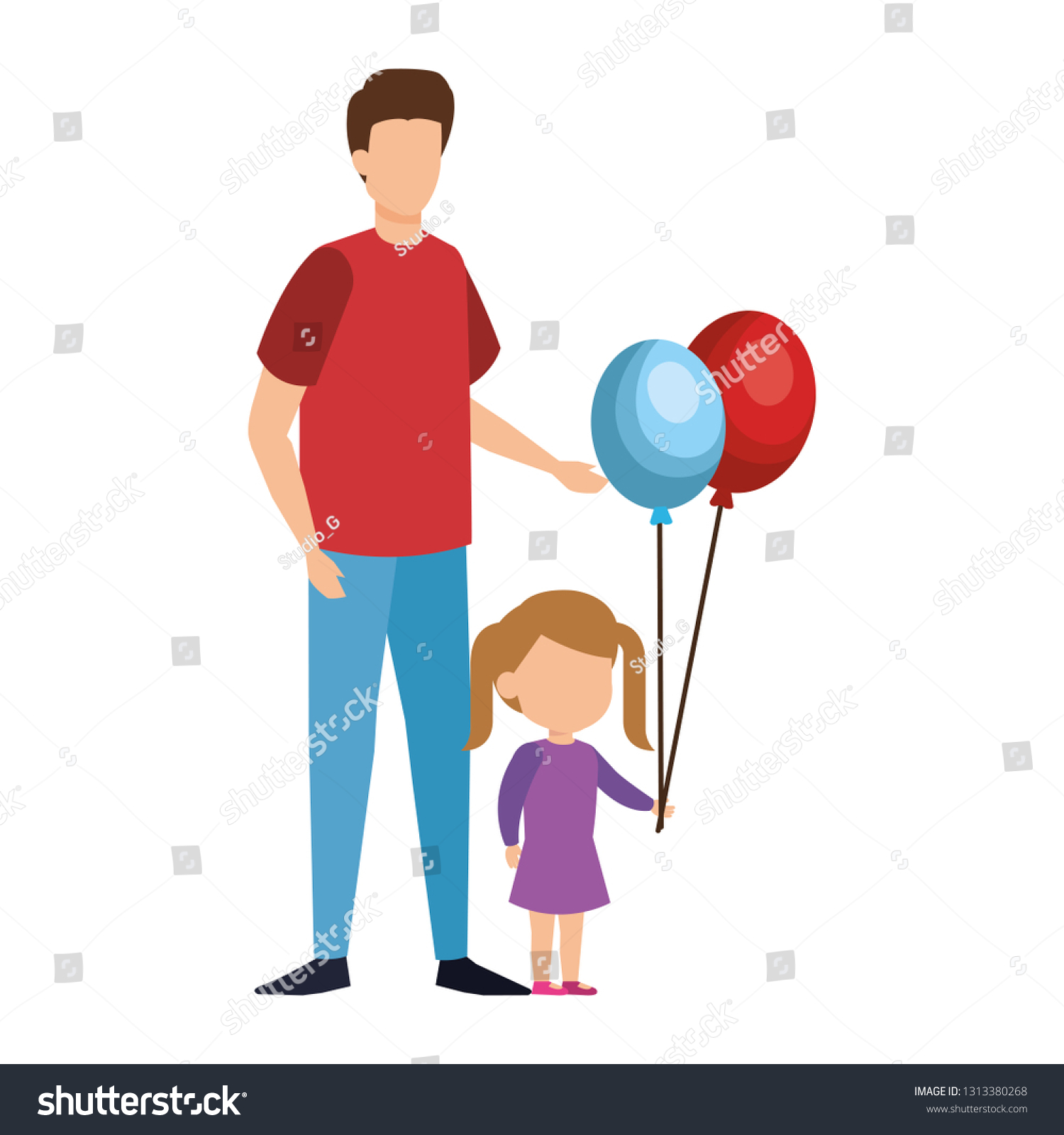 Father Daughter Balloons Helium Stock Vector (Royalty Free) 1313380268 ...