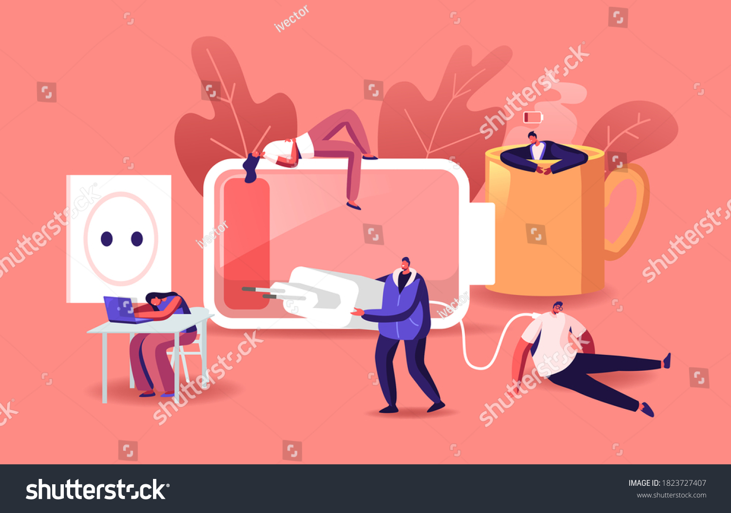 Fatigue Low Energy Working Burnout Concept Stock Vector Royalty Free 1823727407