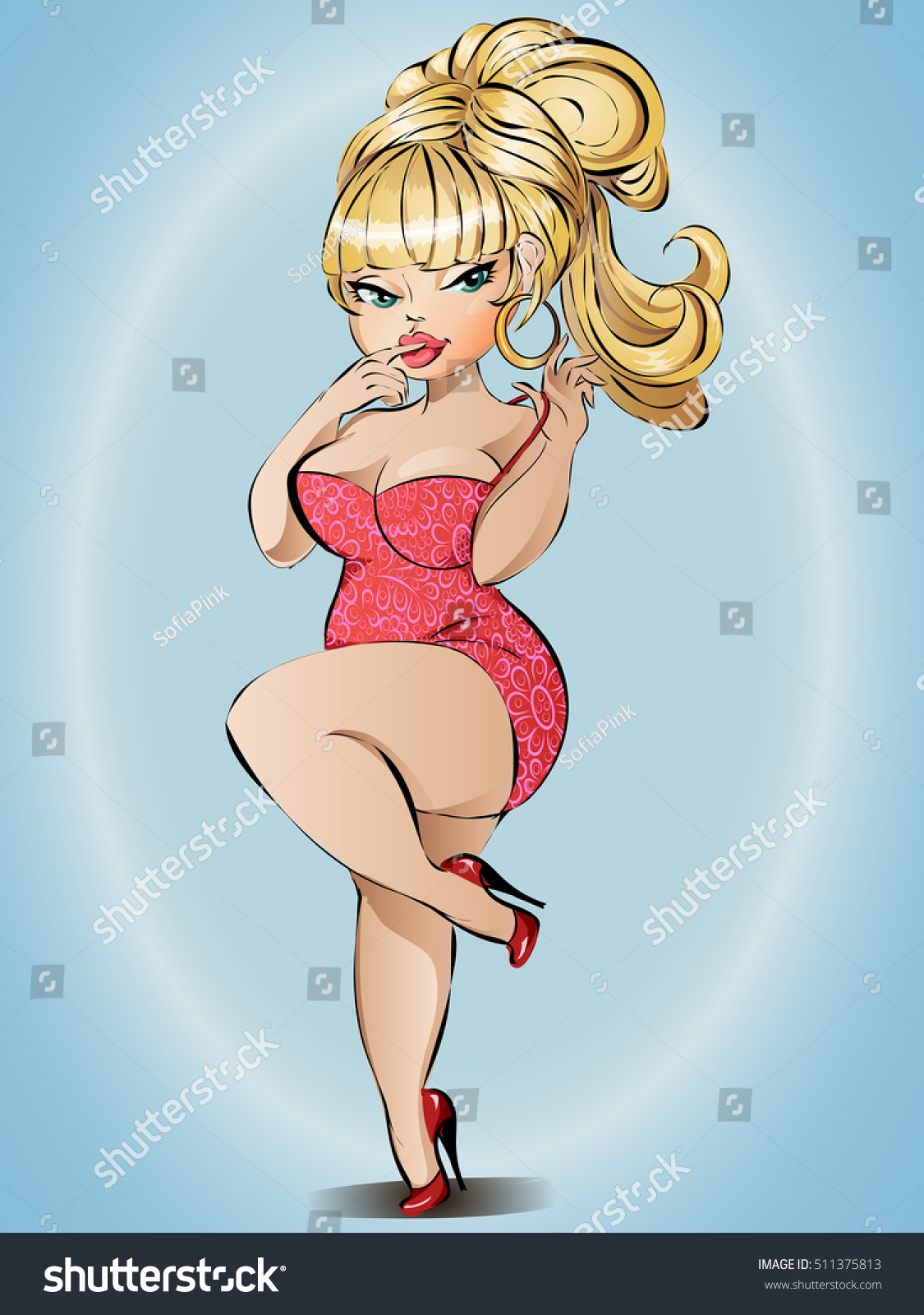 Fatty Sexy Pinup Girl Lingerie Vector Stock Vector 511375813 Shutterstock