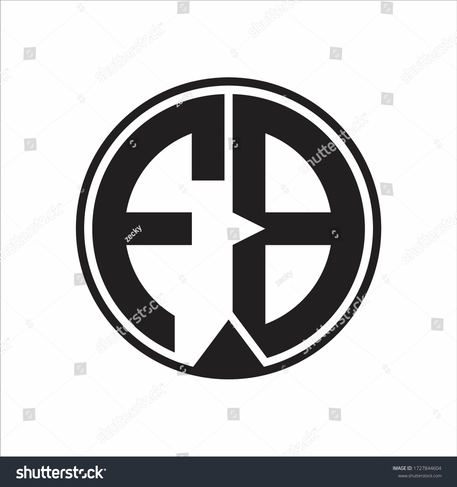 Fb Logo Monogram Circle Piece Ribbon Stock Vector Royalty Free