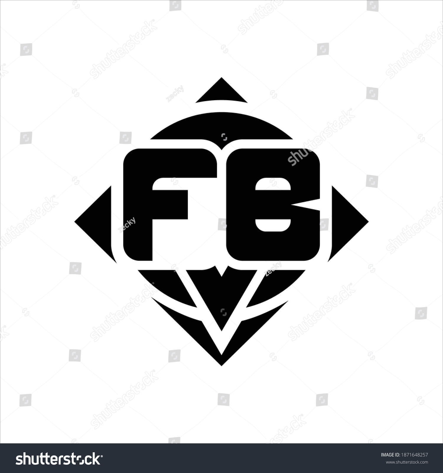 Fb Logo Monogram Circle Shape Square Stock Vector Royalty Free