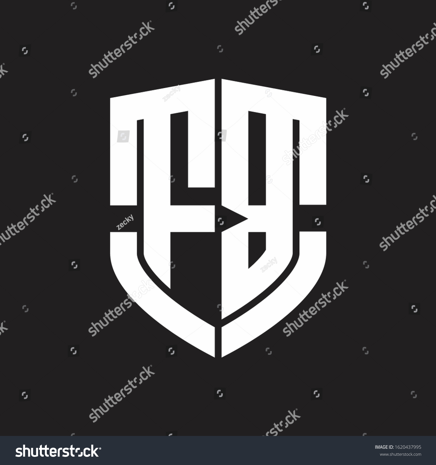 Fb Logo Monogram Emblem Shield Shape Stock Vector Royalty Free