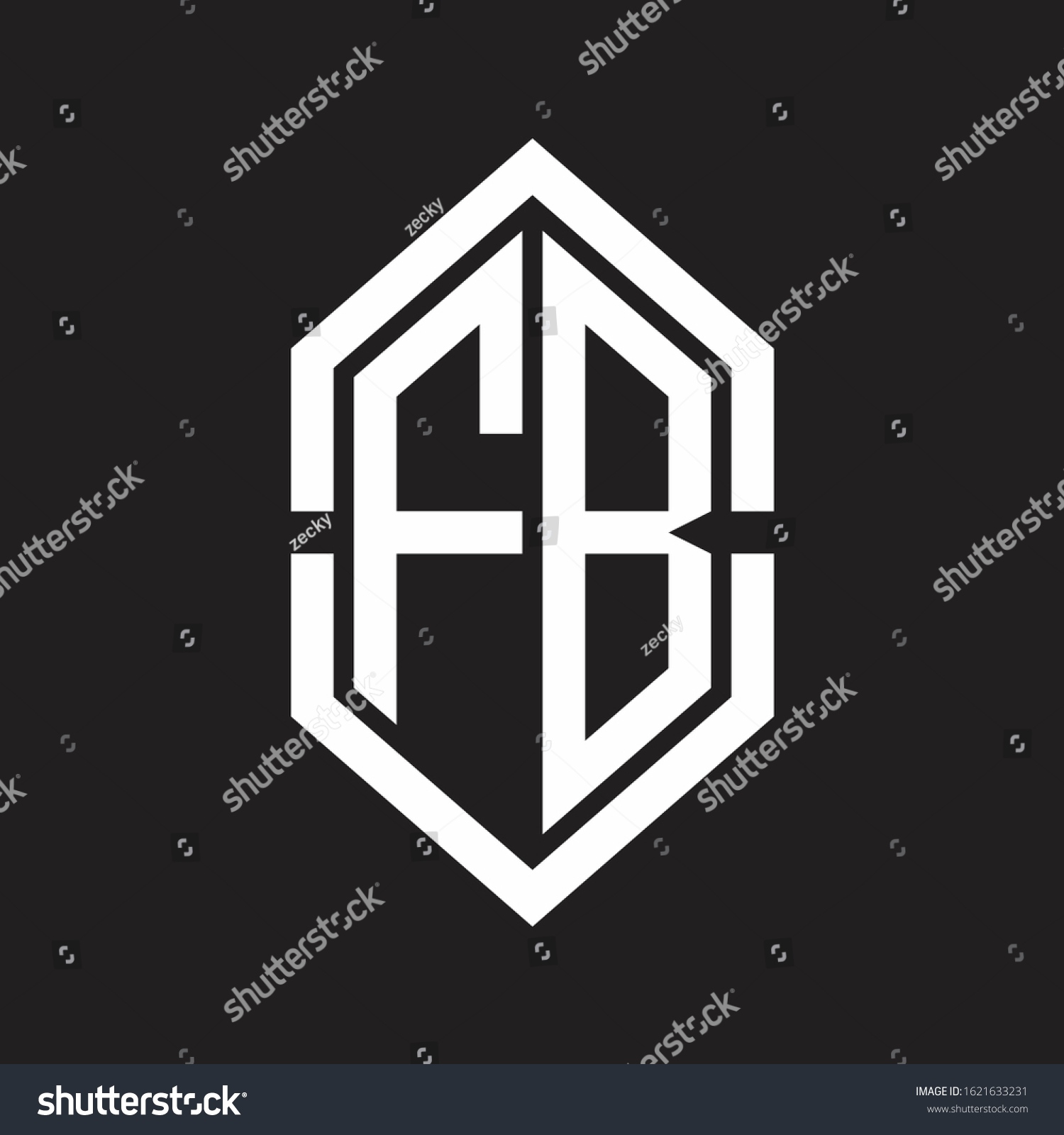 Fb Logo Monogram Hexagon Shape Outline Stock Vector Royalty Free