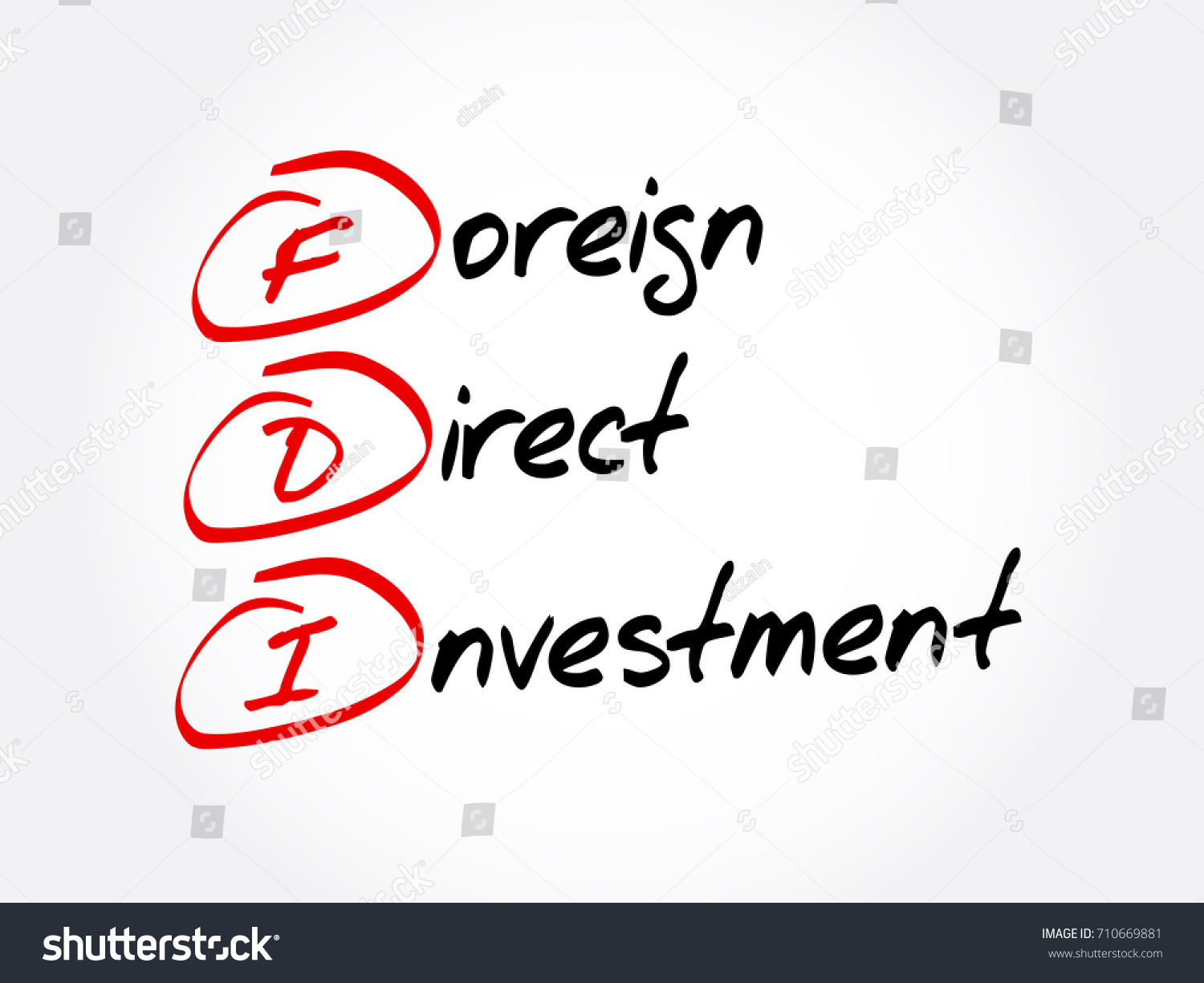 Fdi Foreign Direct Investment Acronym Business Stock Vector Royalty Free 710669881