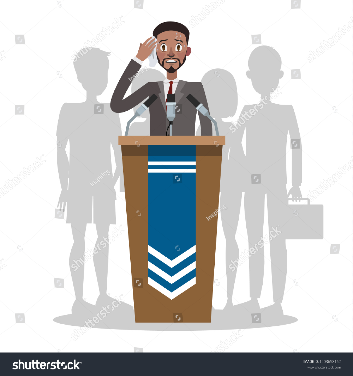 Fear Public Speaking Glossphobia Man Afraid Stock Vector Royalty Free 1203658162