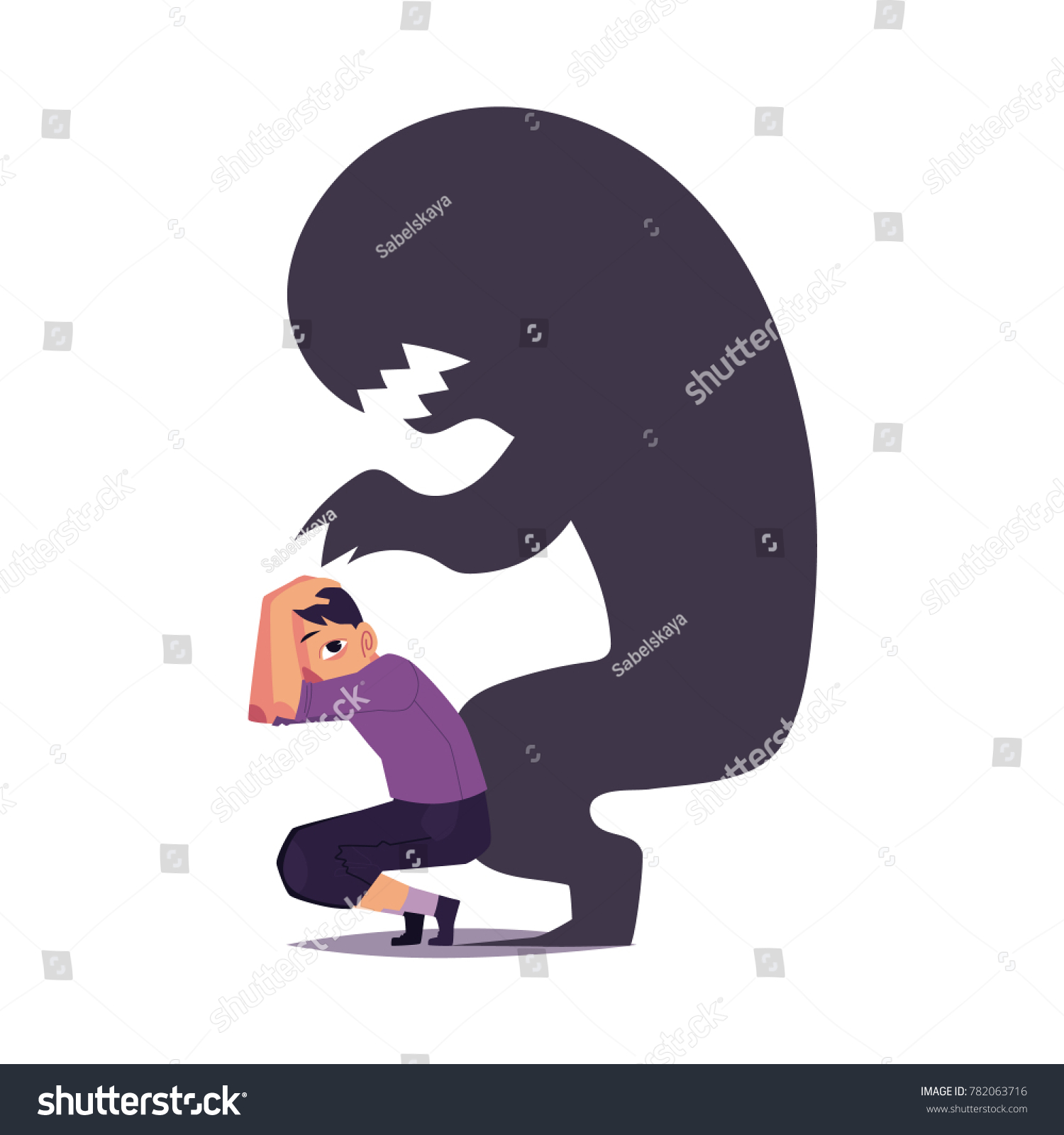 Fear Phobia Shown Scary Black Monster Stock Vector (Royalty Free) 782063716
