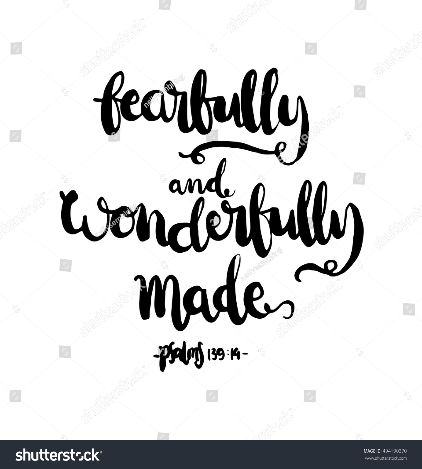 Fearfully And Wonderfully Made. Hand Lettered Quote. Modern Calligraphy ...