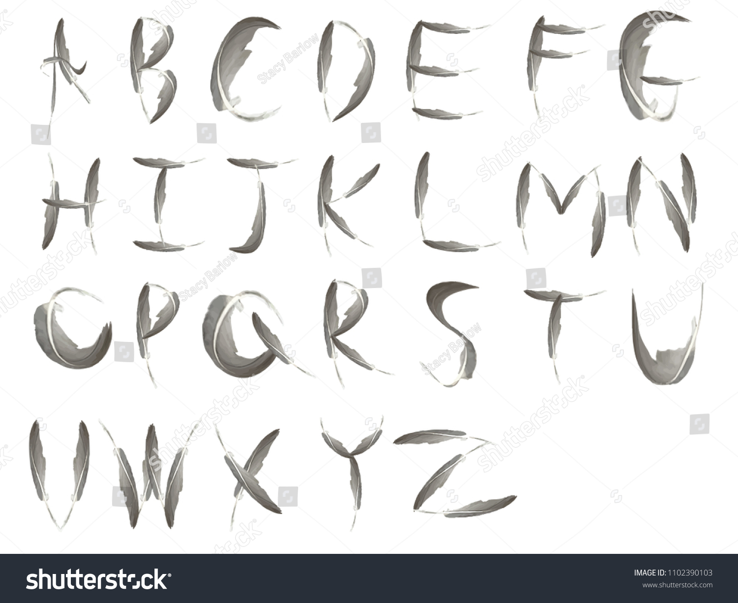 Feather Alphabet Vector Design Stock Vector (Royalty Free) 1102390103