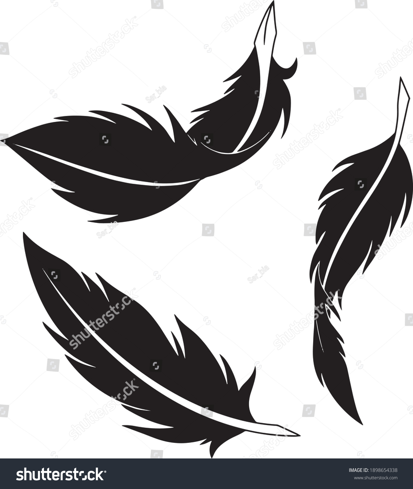 Feather Decorative Black Silhouette Vector Stock Vector (Royalty Free ...