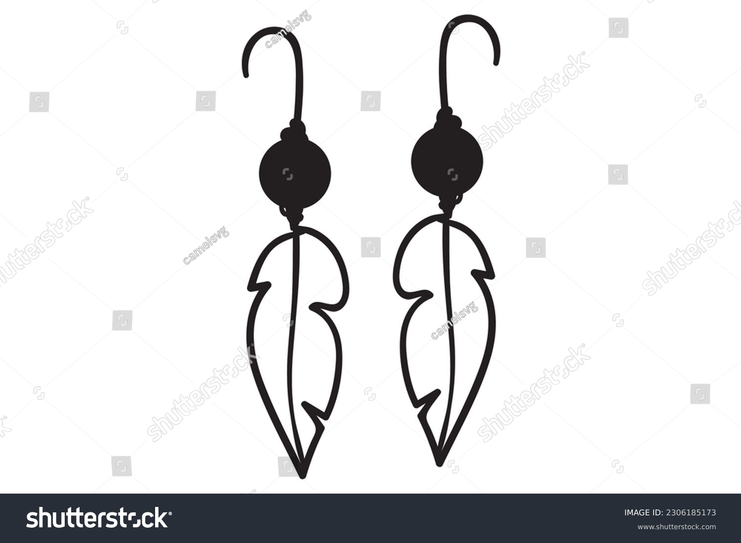 SVG of Feather earrings, Feather, Earring, Boho, Feather jewelry, Bohemian, silhouette  svg