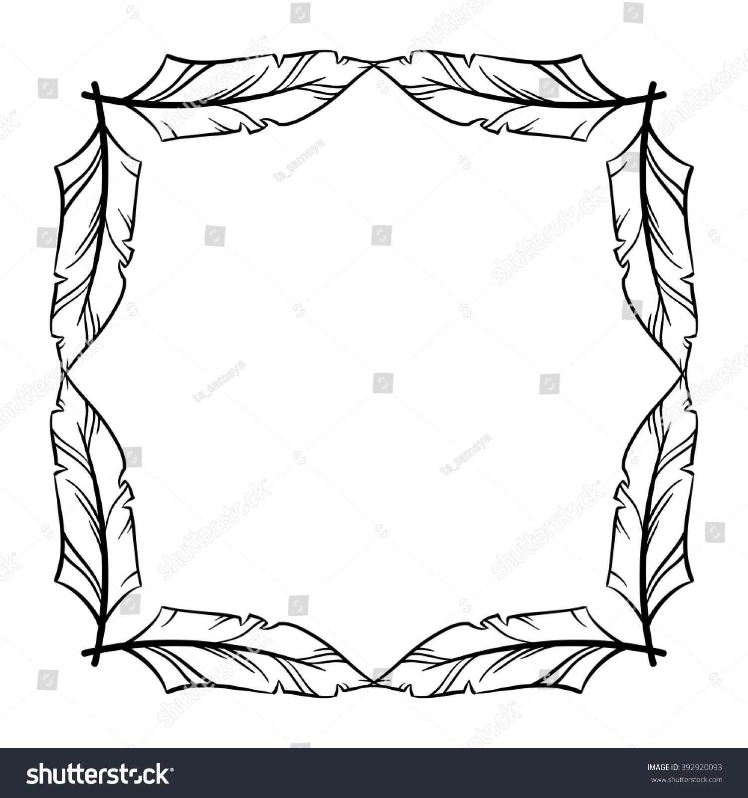 Download Feather Frame Vector Set Hand Drawn Stock Vector 392920093 ...