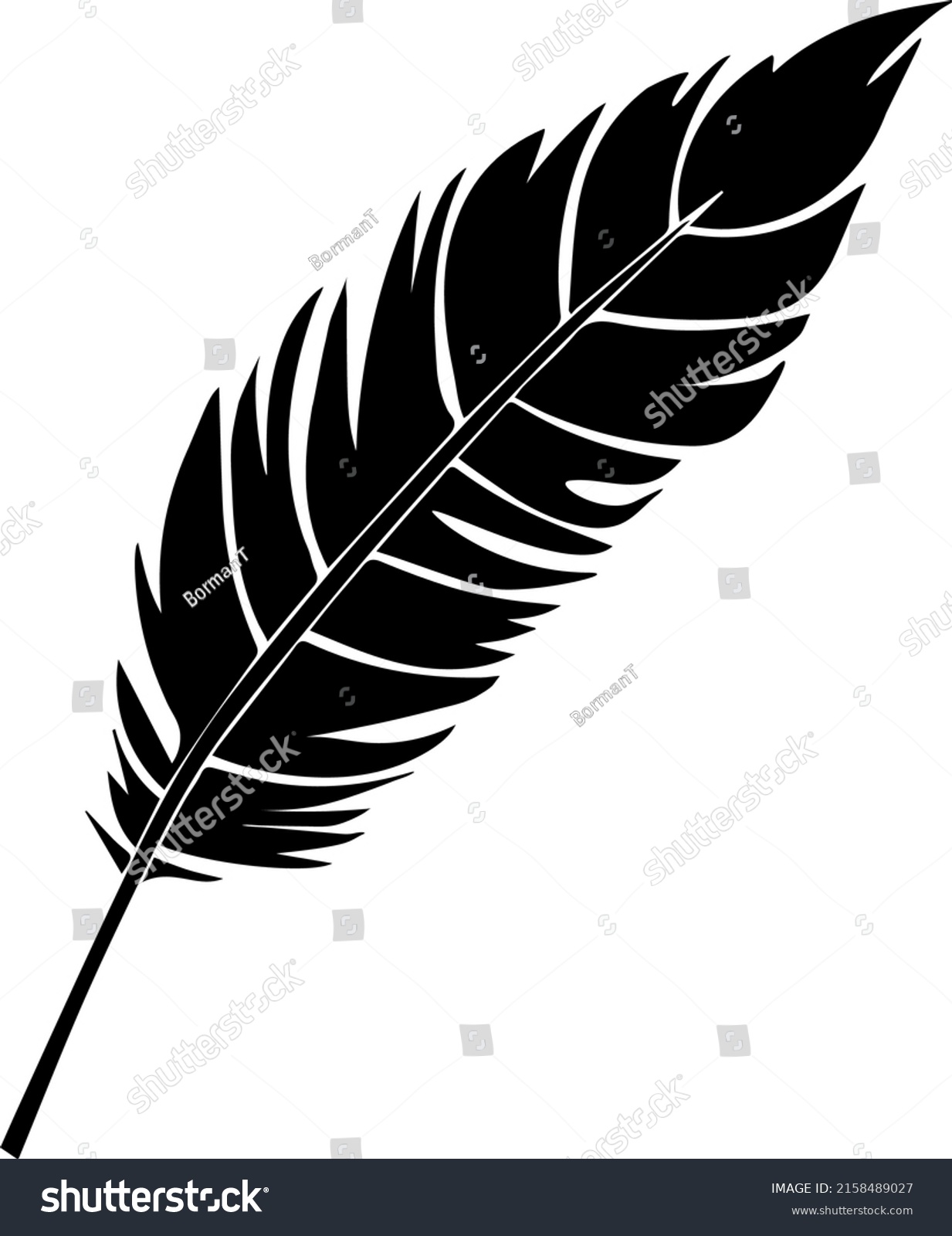 Feather Isolated Black Vector Drawing Silhouette Stock Vector (Royalty ...