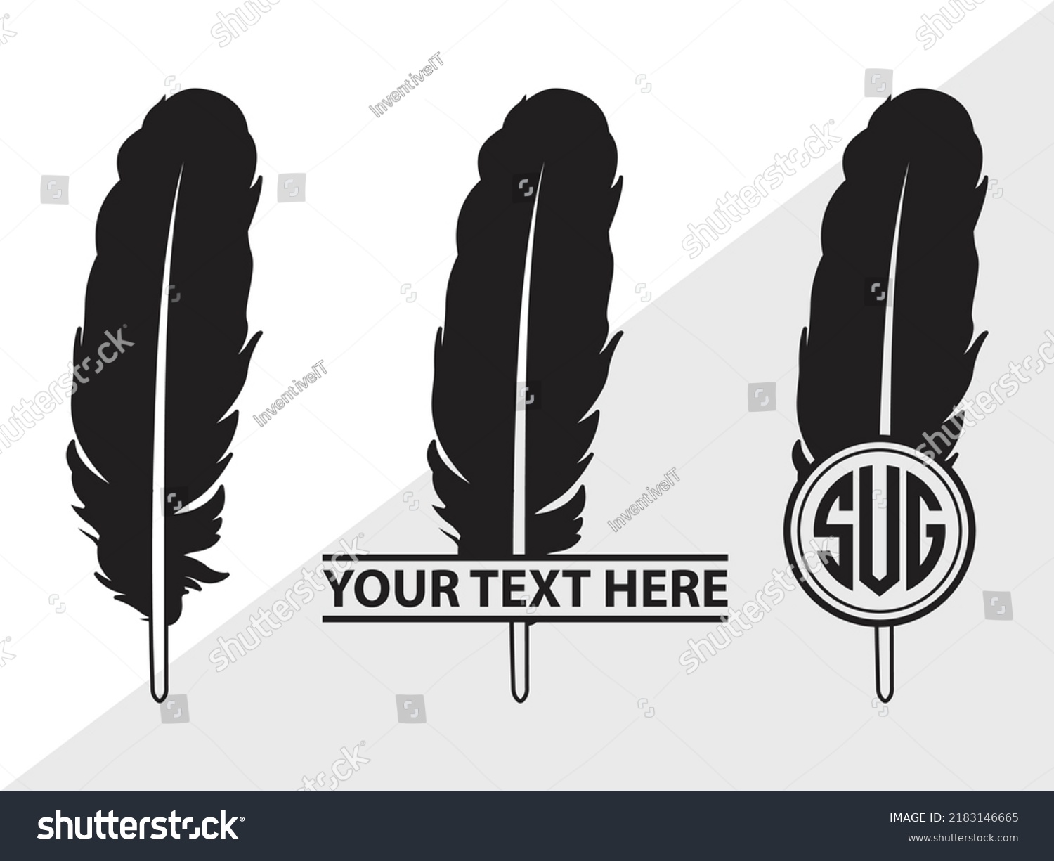 SVG of Feather Monogram SVG Printable Vector Illustration svg