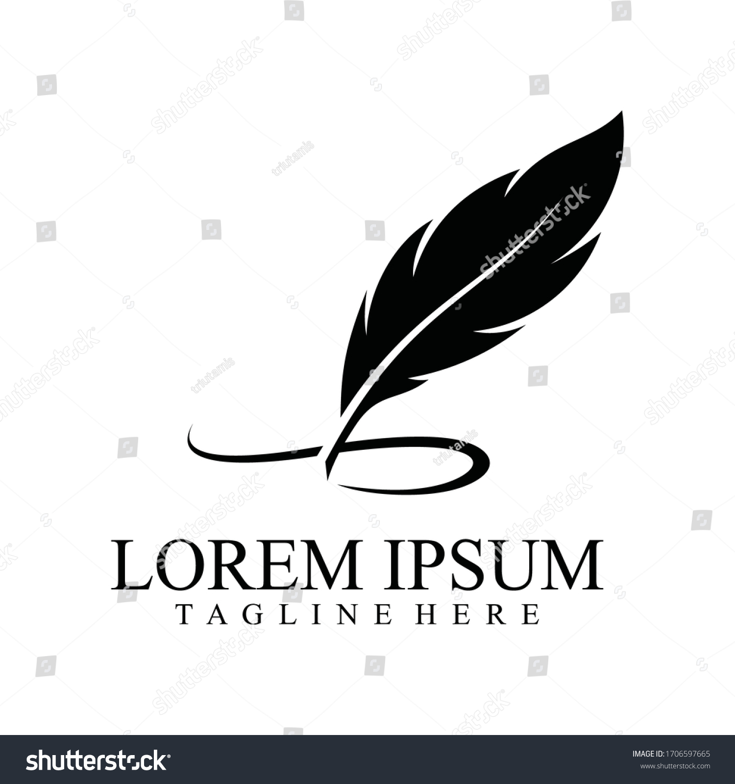 Feather Pen Design Concept Isolated On Stock Vector (Royalty Free ...