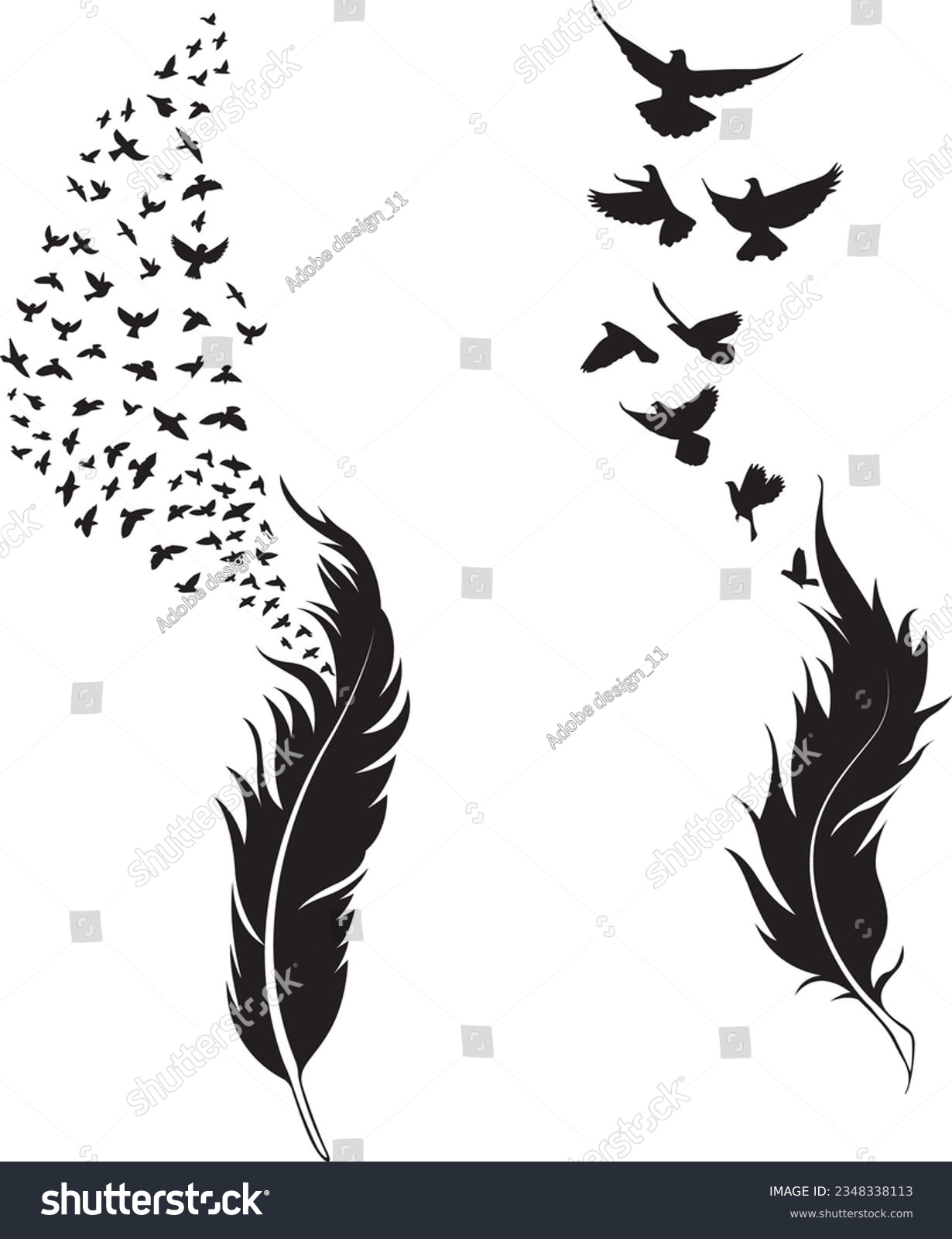 SVG of Feather To Birds SVG, Feather with birds Clipart, Feathers SVG svg
