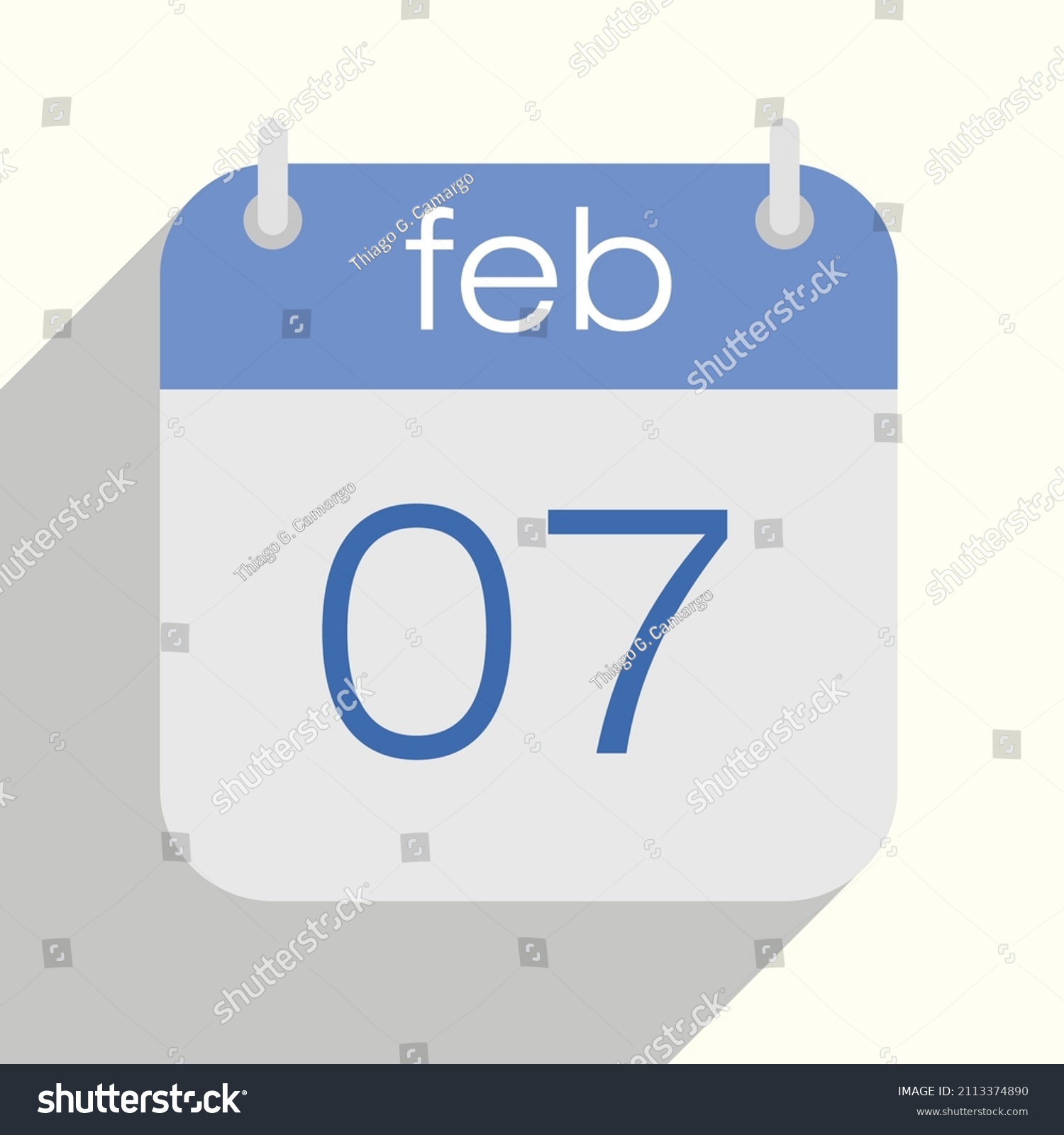 February 7th Calendar Vector Illustration February Stock Vector