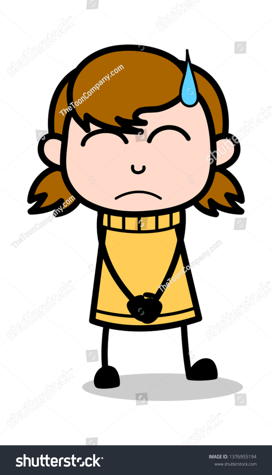 Feeling Guilty Retro Cartoon Girl Teen Stock Vector Royalty Free