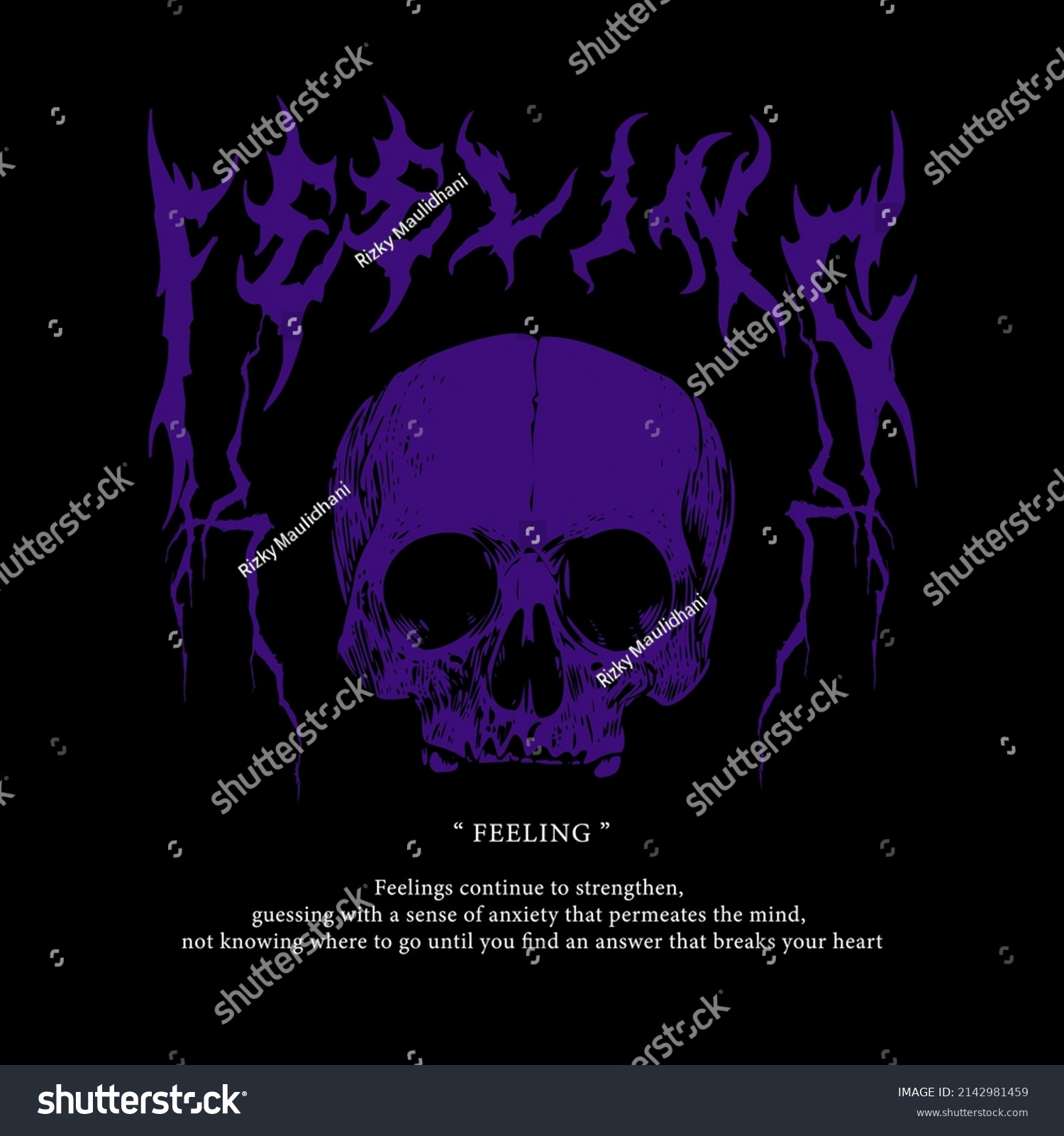 Feeling Skull Art Streetwear Design Graphic Stock Vector Royalty Free