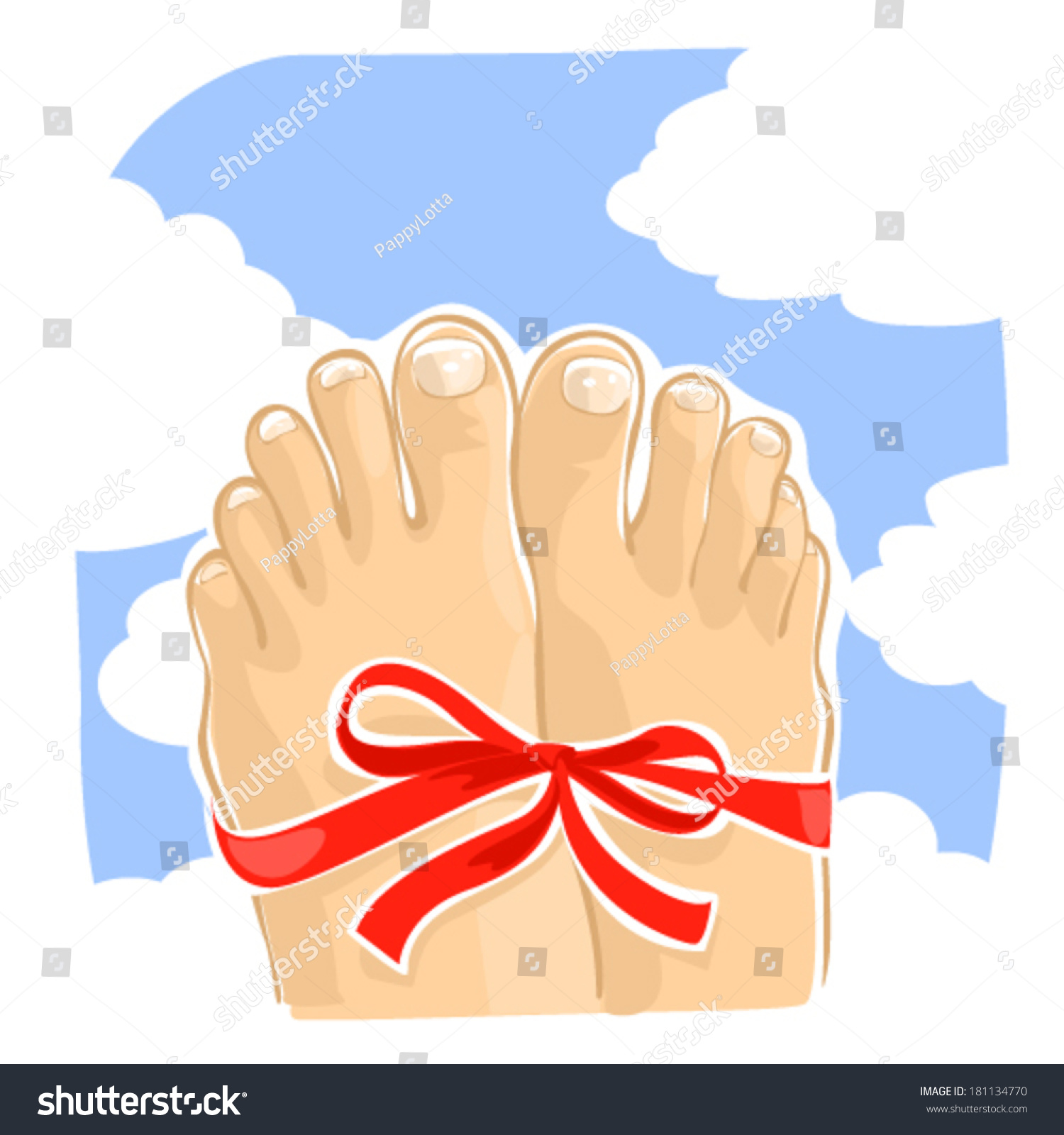 Vektor Stok Feet Tied Ribbon Tanpa Royalti 181134770 Shutterstock 1722