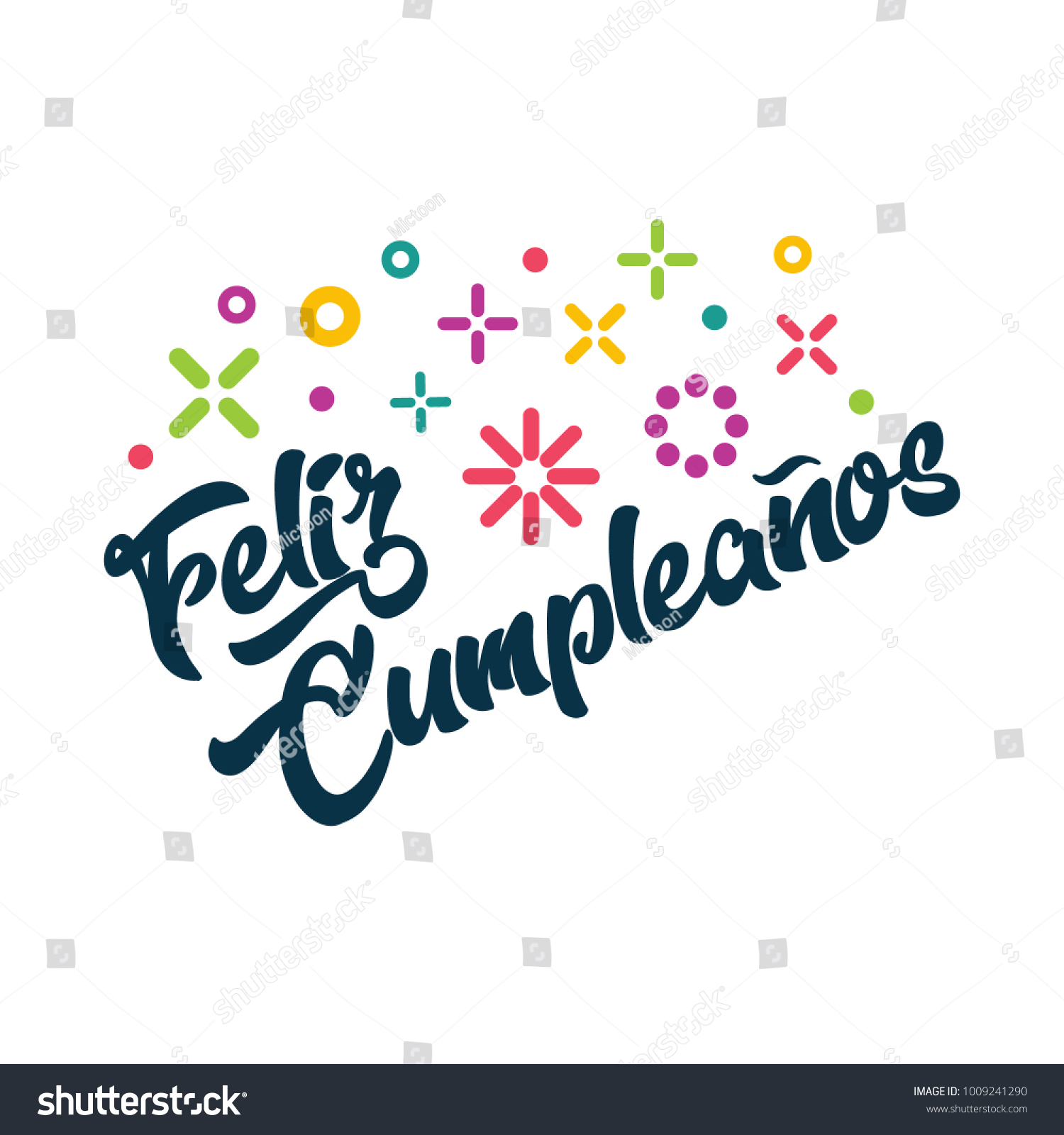 Feliz Cumpleanos Spanish Happy Birthday Greeting Stock Vector