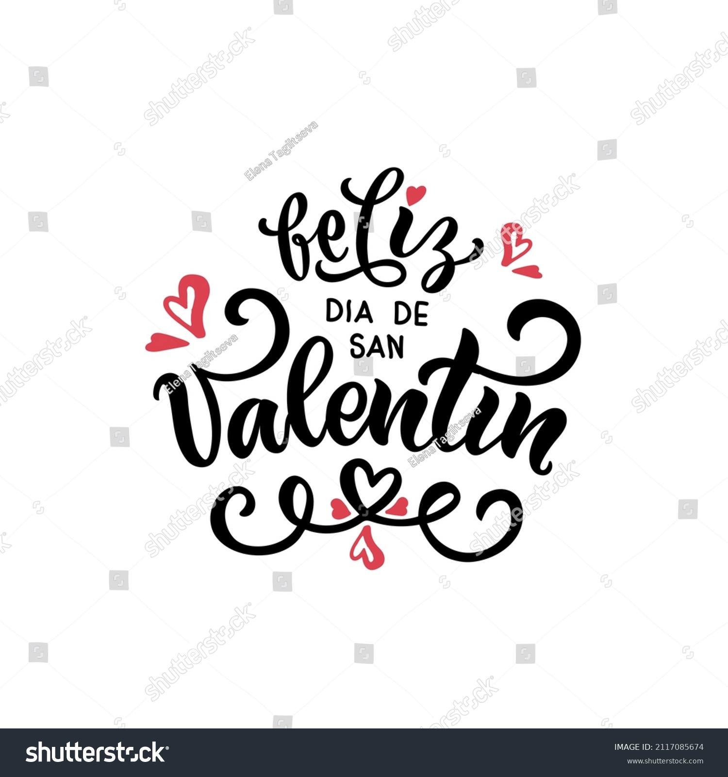 Feliz Dia De San Valentin Handwritten Stock Vector (Royalty Free ...