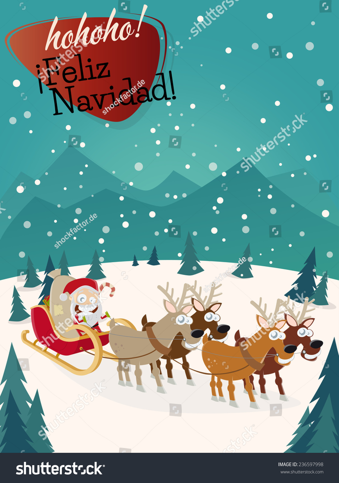 Feliz Navidad Christmas Greeting Card Stock Vector Illustration