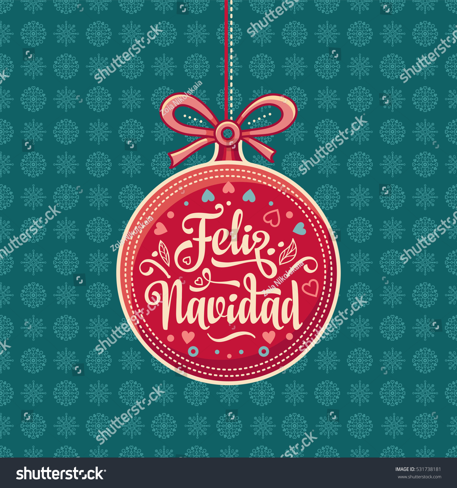 Feliz Navidad. Xmas Card On Spanish Language. Warm Wishes For Happy ...